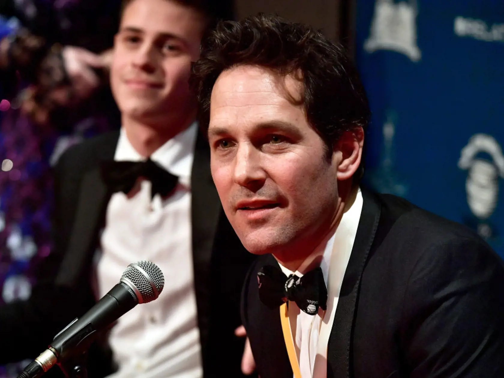 CAMBRIDGE, MA - FEBRUARY 02:  Actor Paul Rudd (R) attends Hasty Pudding Theatricals Honors Paul Rudd as 2018 Man of The Year on February 2, 2018 in Cambridge, Massachusetts.  (Photo by Paul Marotta/Getty Images for Hasty Pudding Institute of 1770 )