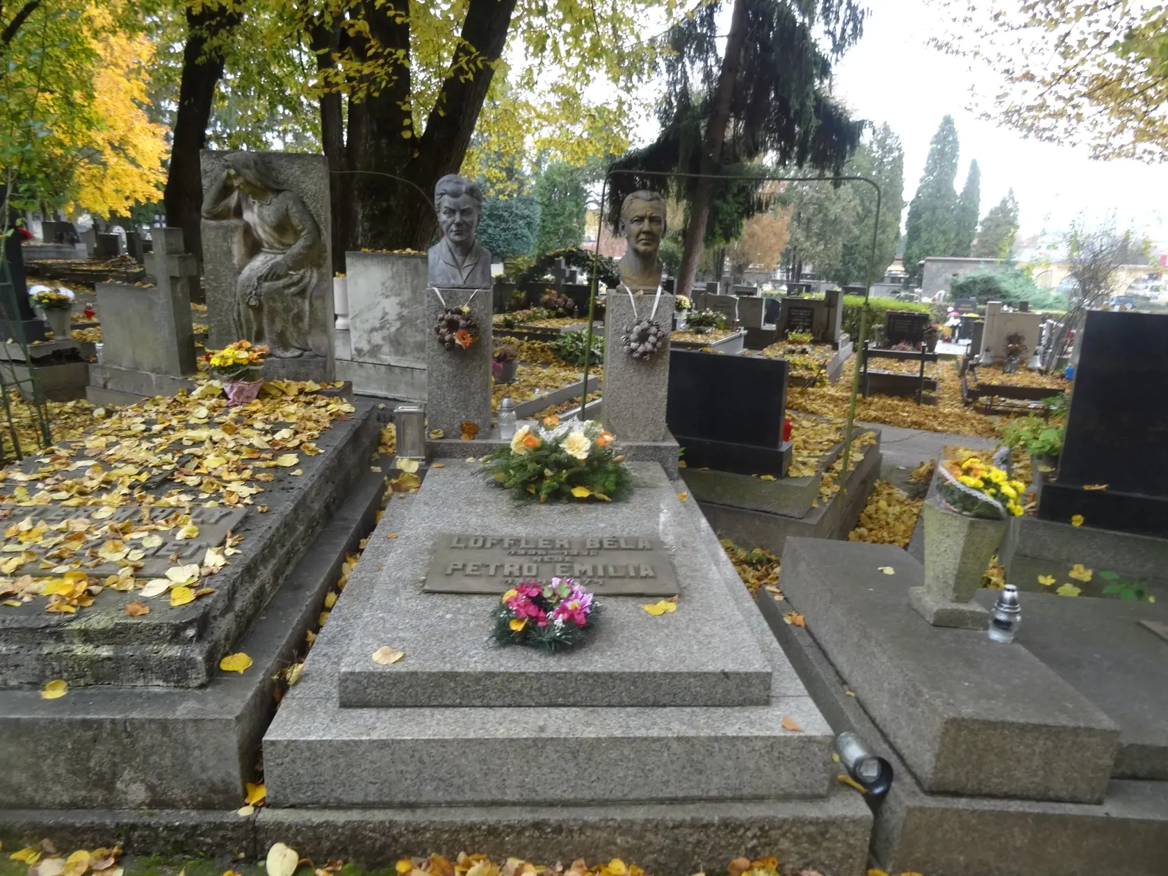 Hrob sochára Vojtecha Löfflera a jeho prvej manželky Emílie. Je zaujímavý nielen bustami, ale aj drobnými venčekmi zo šišiek, ktoré niekto veľmi netradične inštaloval.