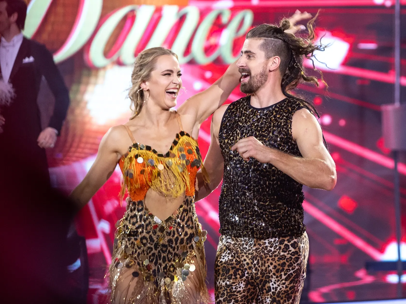 Na snímke Peter Sagan, Eliška Lenčešová počas piateho kola Let's dance 2025.