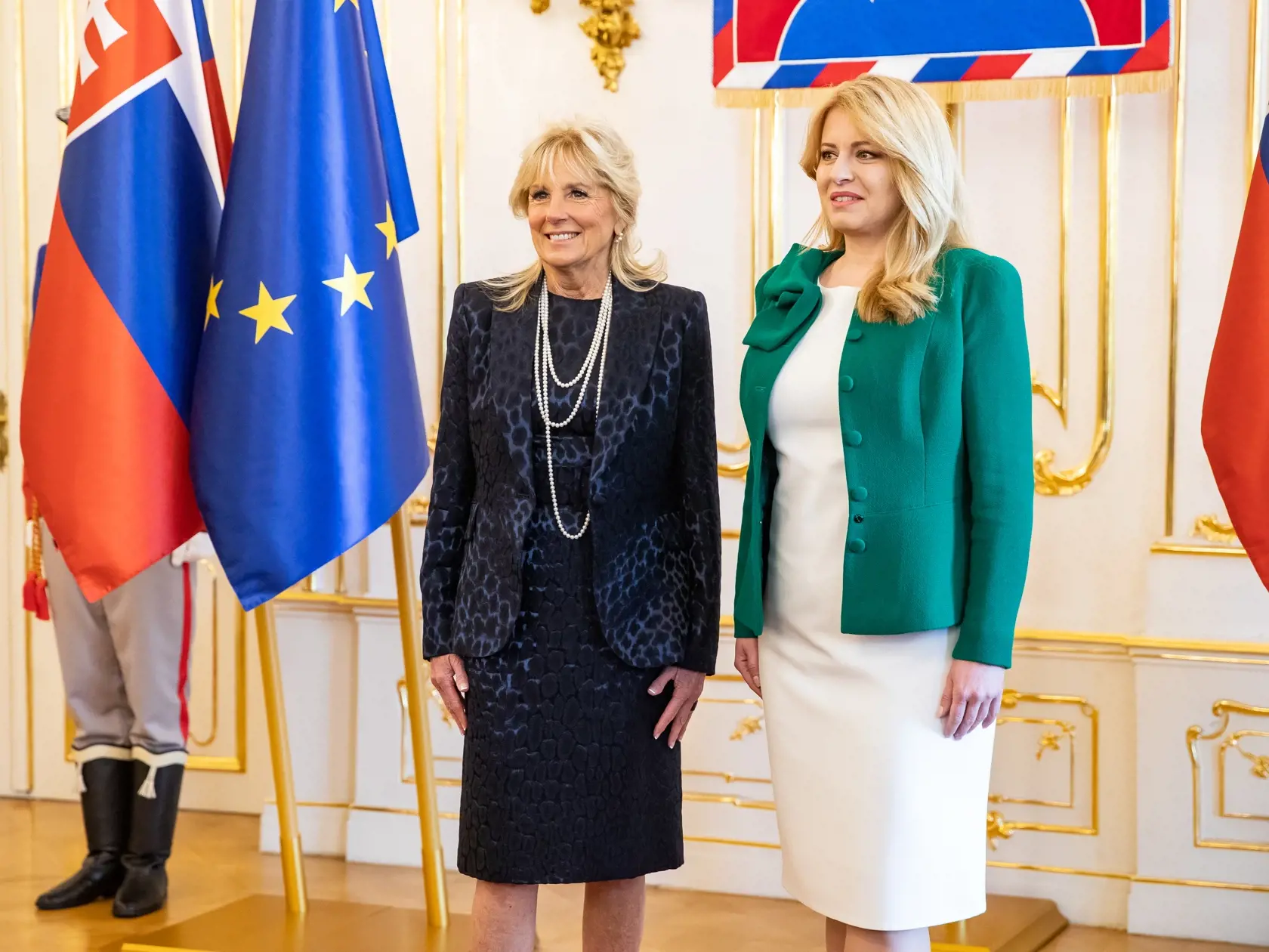 Prvá dáma USA manželka amerického prezidenta, Jill Bidenová na stretnutí v Prezidenskom paláci.