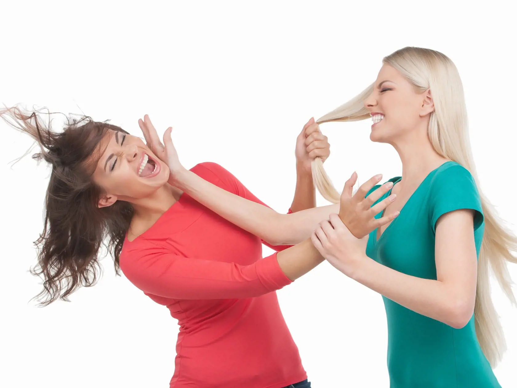 Women,Fighting.,Two,Furious,Women,Fighting,While,Standing,Isolated,On