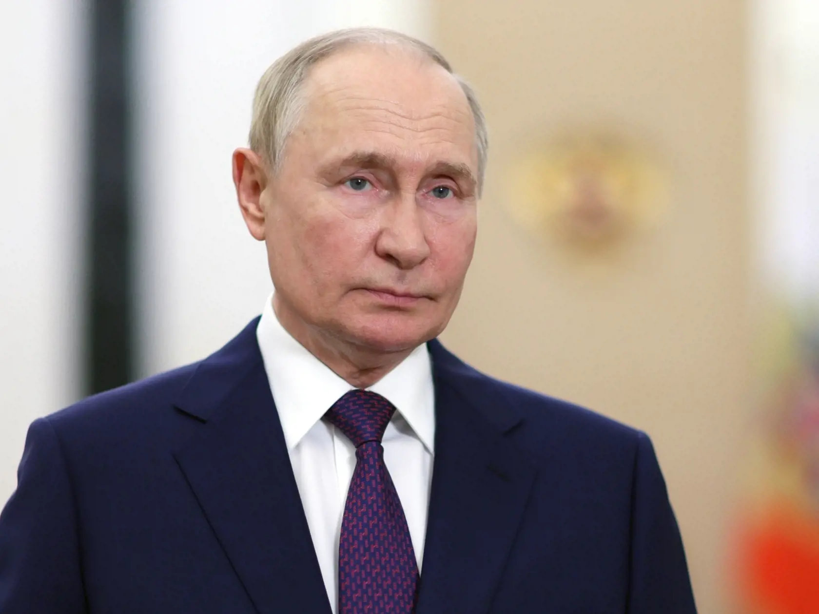 Na snímke ruský prezident Vladimir Putin počas príhovoru na otvorení medzinárodného vojenského technického fóra ARMY-2024 v Moskve v pondelok 12. augusta 2024.