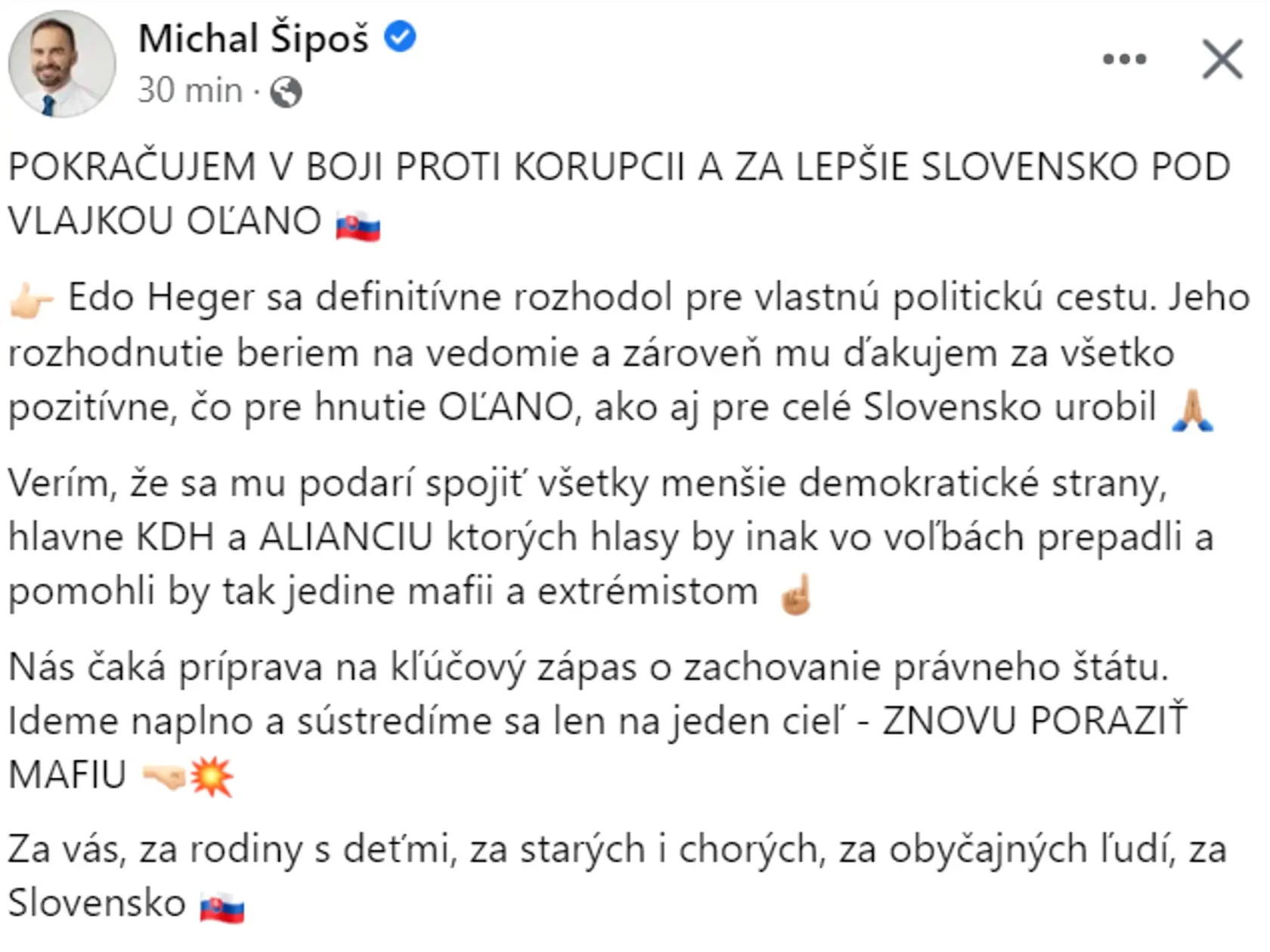 Michal Šipoš a jeho slová na rozlúčku Eduardovi Hegerovi.