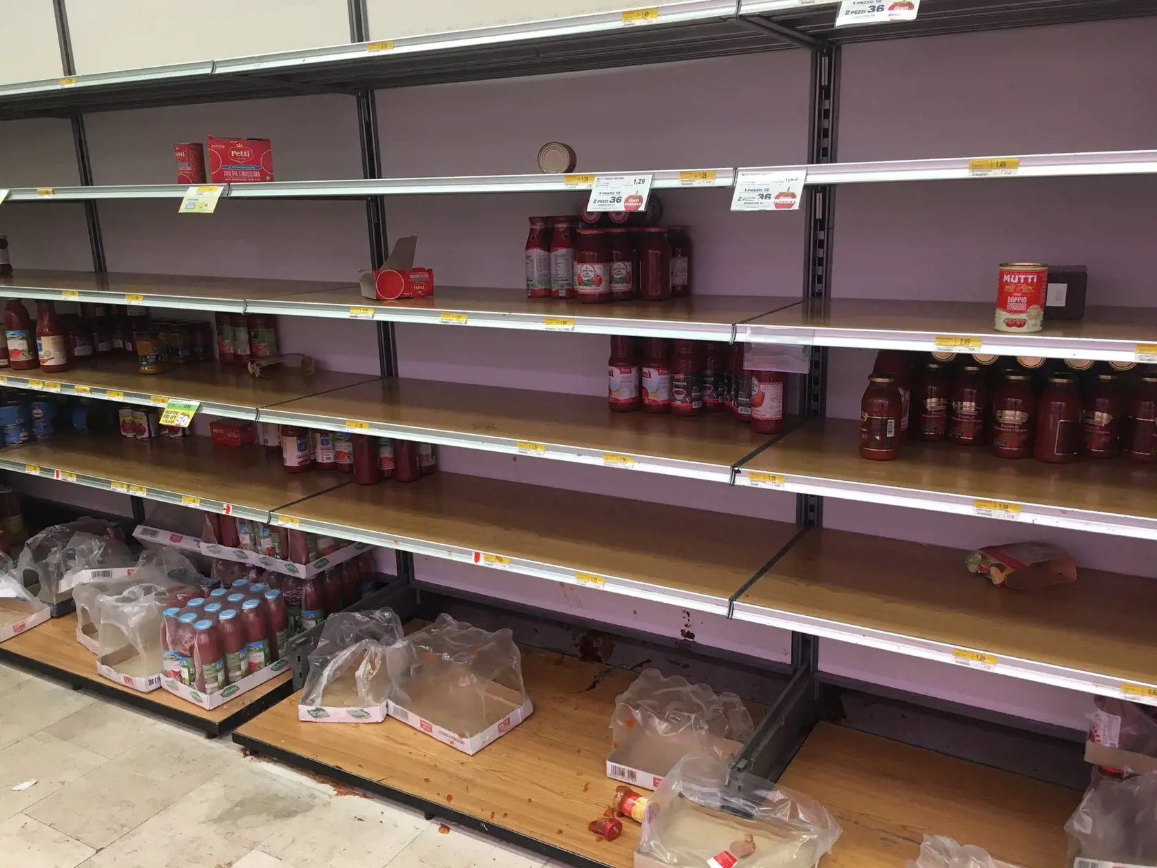 Aktuálna situácia v milánskych supermarketoch