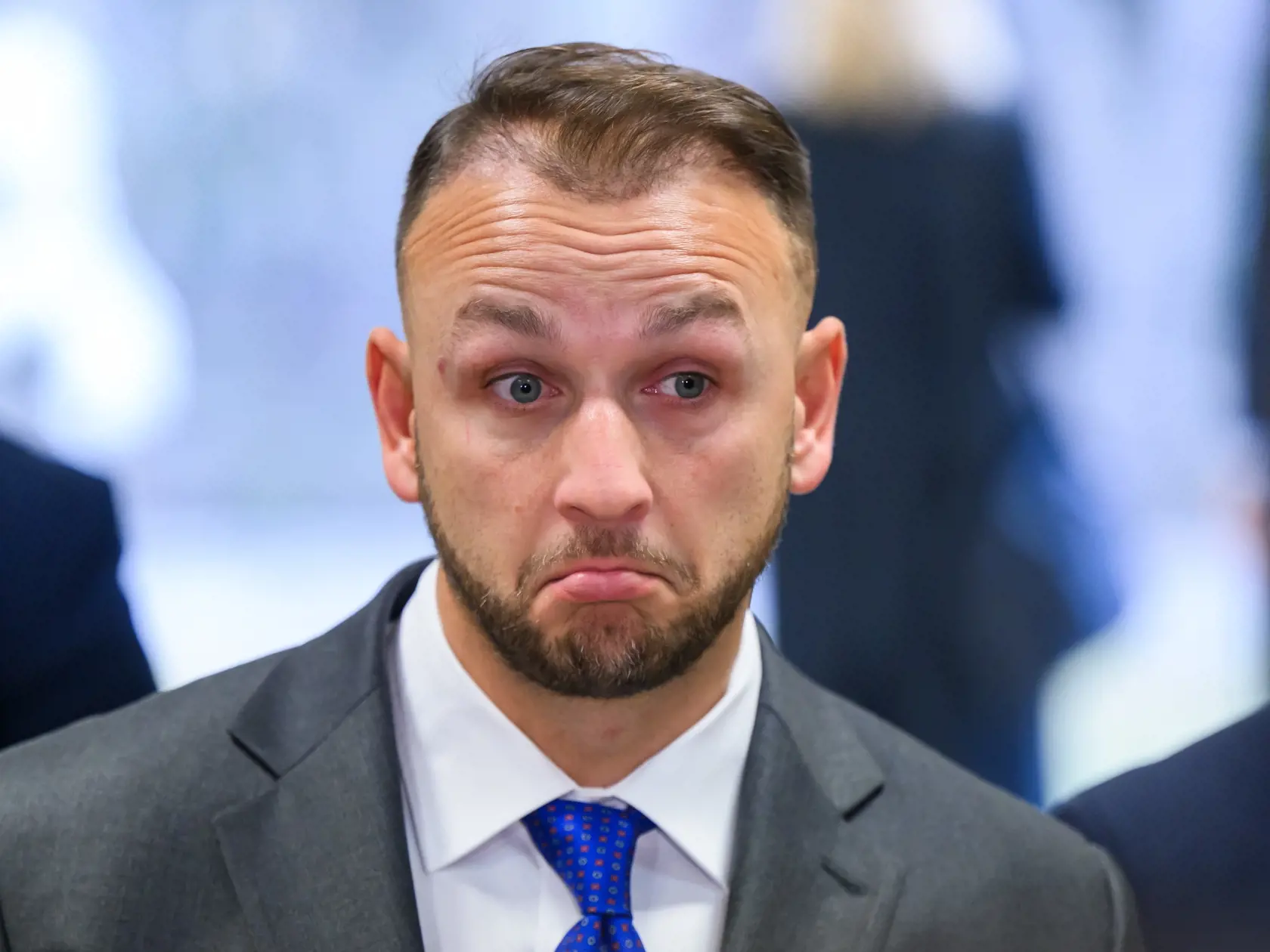 Na snímke minister vnútra SR Matúš Šutaj Eštok (Hlas-SD) pred 75. schôdzou vlády SR v Bratislave 26. februára 2025. FOTO TASR - Jaroslav Novák