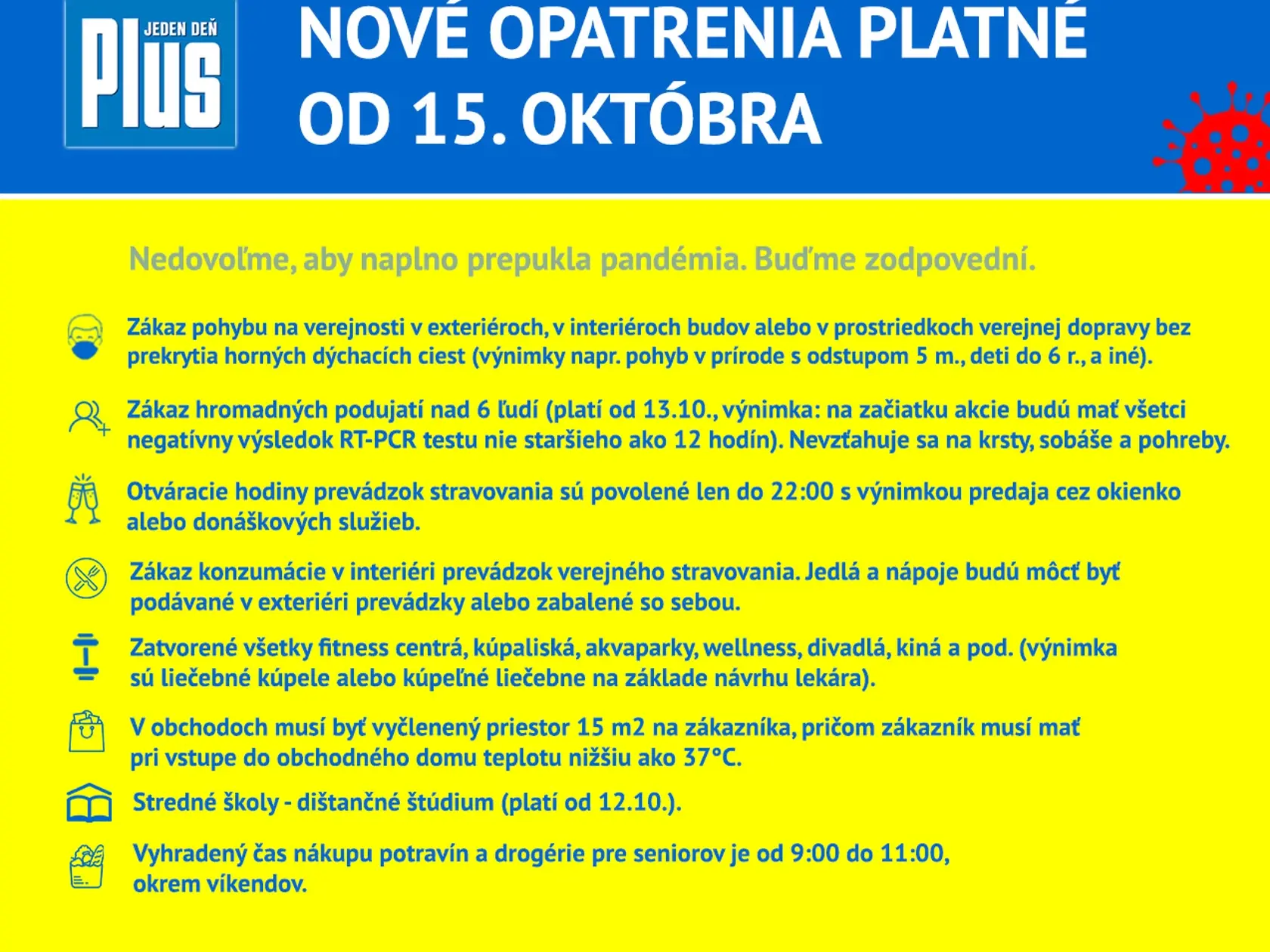 Hygienici naposledy vydali opatrenia od 15. októbra, ktoré sú stále v platnosti.