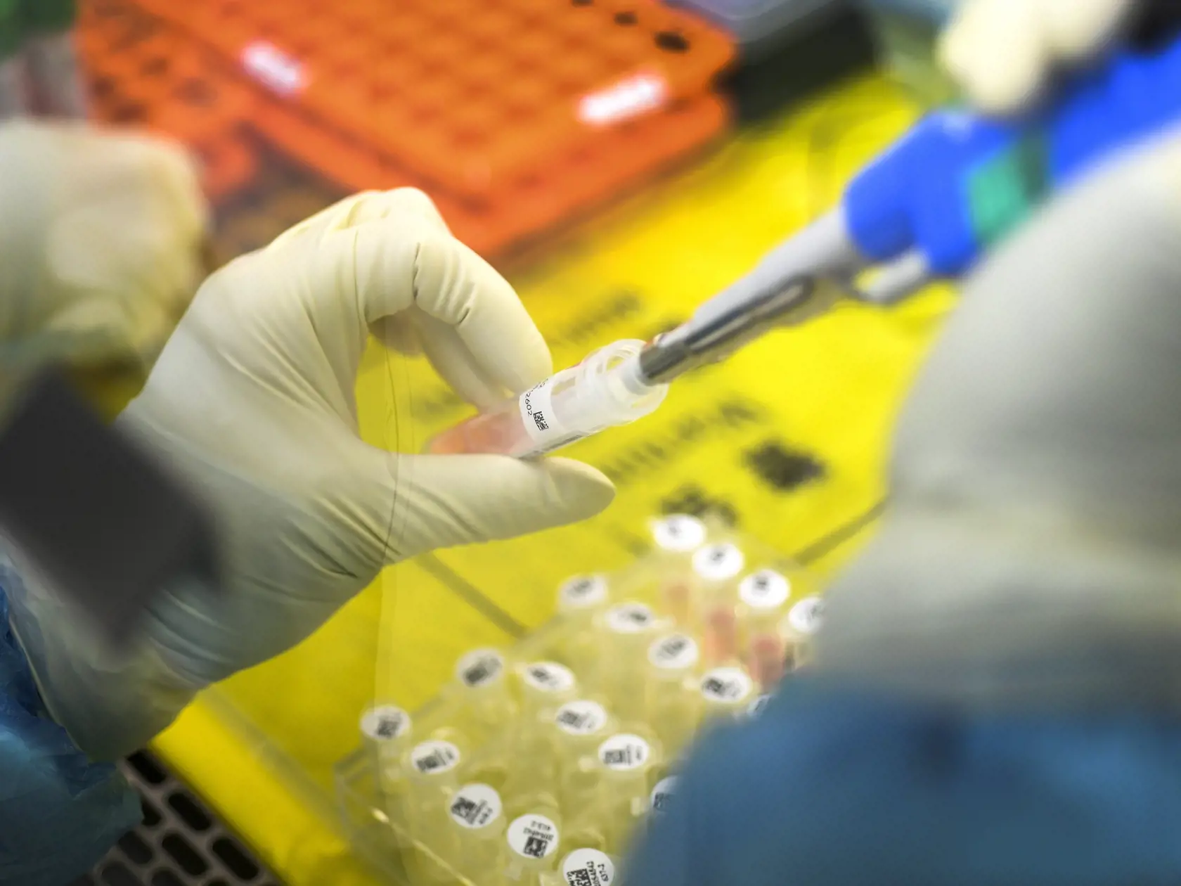 KK12 Wu-chan - Zamestnanec pracuje v ochrannom oblečení v laboratóriu Chuo-jen 6. februára 2020 v čínskom meste Wu-chan, ktoré sa špecializuje na dôkaz ribonukleovej kyseliny (RNA) nového koronavírusu 2019-nCoV. Počet potvrdených úmrtí v dôsledku nákazy novým druhom koronavírusu v Číne stúpol v piatok 7. februára 2020 na 630, informovala agentúra AFP s odvolaním sa na čínske úrady.  K aktualizácii počtu obetí došlo po tom, ako úrady vo vírusom najzasiahnutejšej čínskej provincii Chu-pej ohlásili