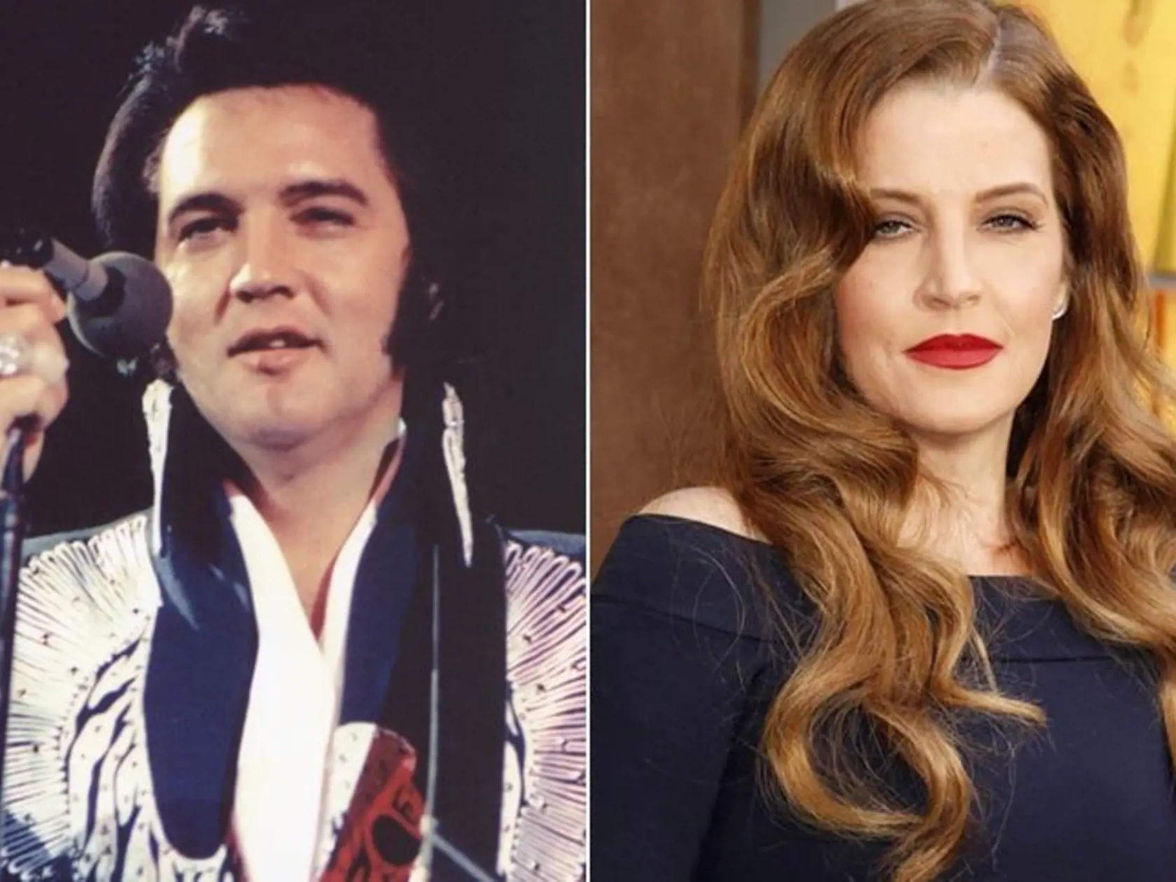 Speváci Elvis Presley a Lisa Marie Presley vo veku 40 rokov.