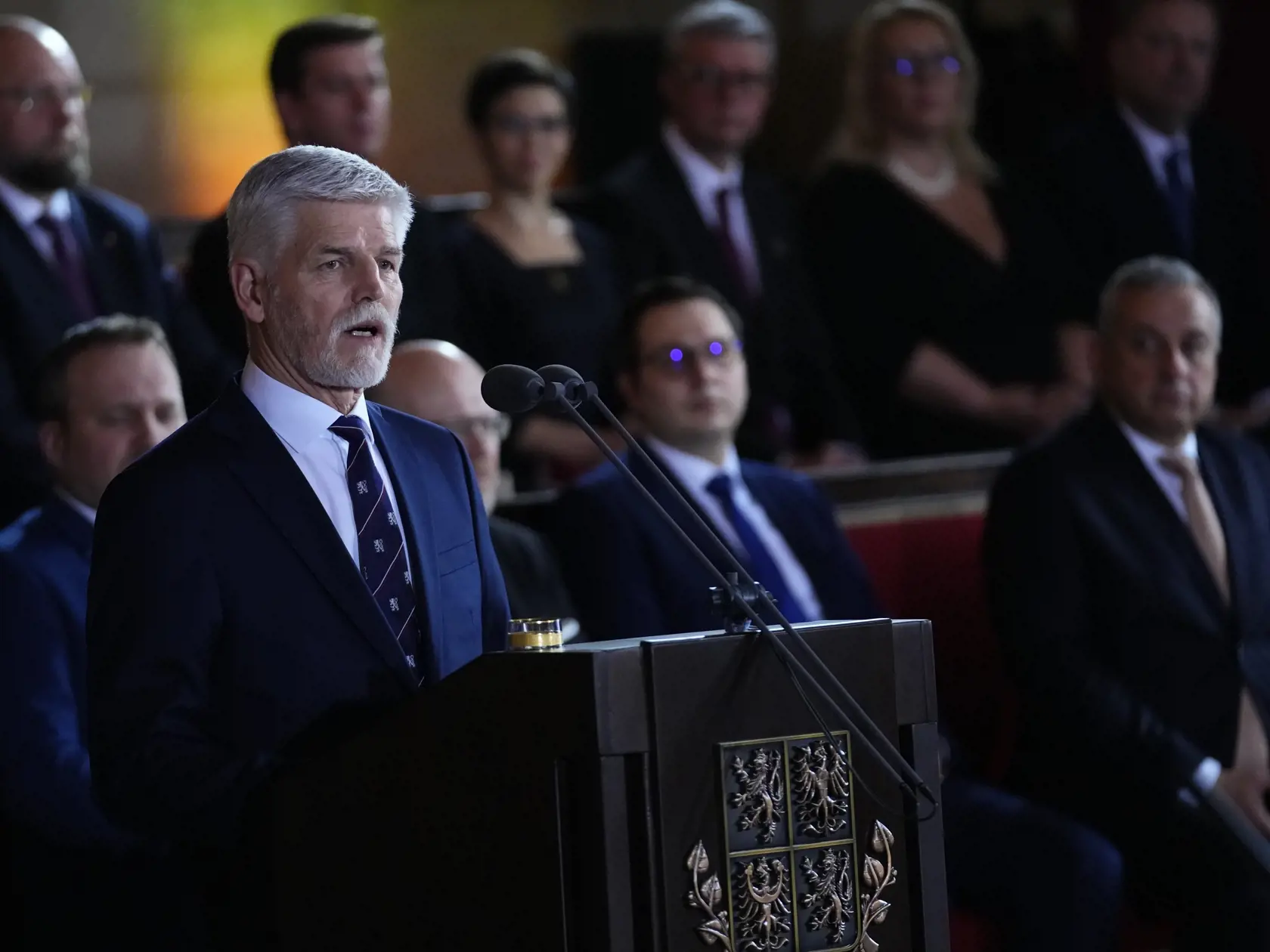 Novozvolený český prezident Petr Pavel vystúpil s prejavom k hosťom počas jeho inaugurácie na Pražskom hrade v Prahe 9. marca 2023. Petr Pavel sa vo štvrtok (9. marca) zložením sľubu stane štvrtým prezidentom samostatnej Českej republiky.