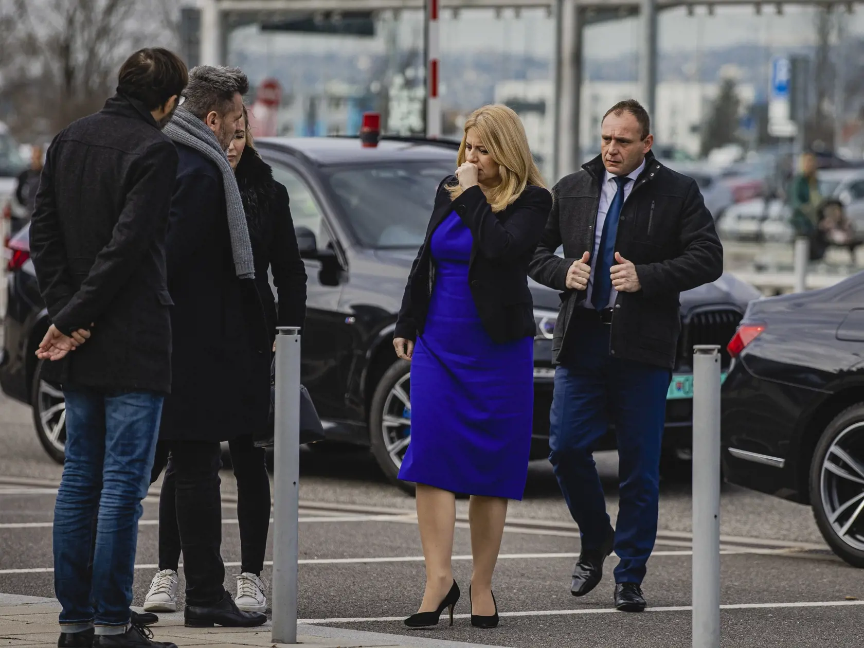 Na snímke prezidentka Zuzana Čaputová poskytla pred odletom do Varšavy, kde spoluorganizuje stretnutie prezidentov krajin východného krídla Severoatlantickej aliancie s prezidentom USA Joeom Bidenom, vyjadrenie pre médiá na bratislavskom letisku M. R. Štefánika.