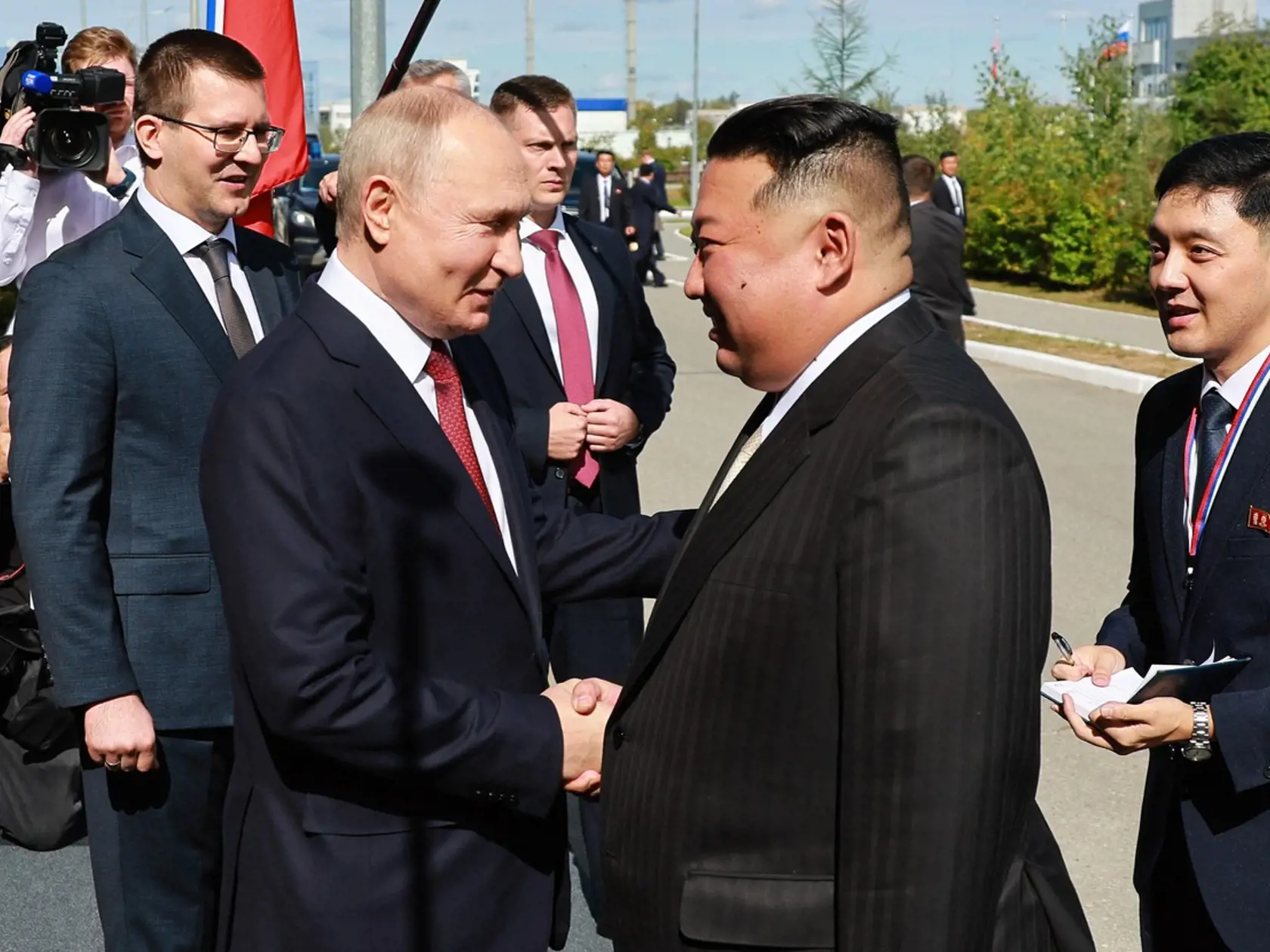 Putin počas stretnutia s Kim Čong-unom na ruskom Kozmodróme Vostočnyj 13. septembra 2023.
