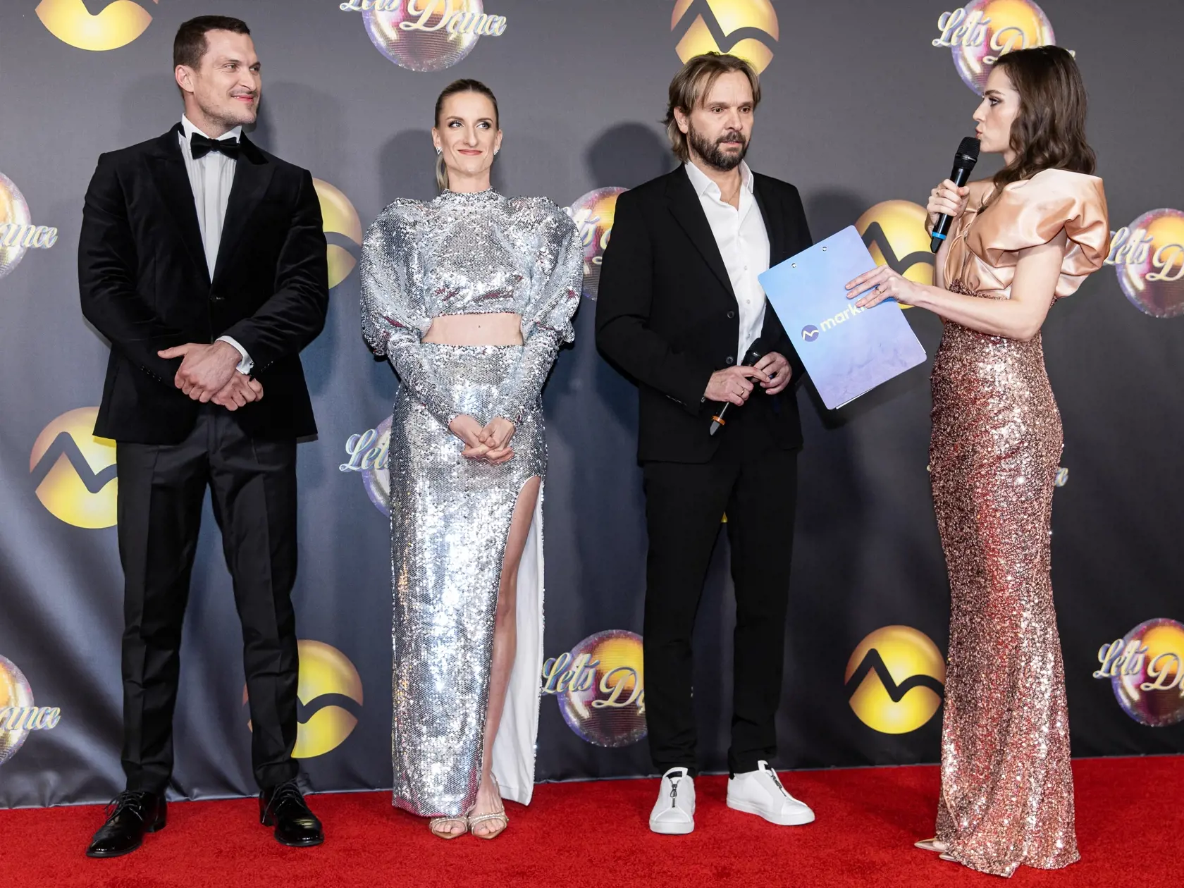 Predstavenie párov tanečnej šou "Let's Dance 2023" v Bratislave. Na snímke Adela Vinczeová, Ján Koleník, Ján Ďurovčík a Lucia Hlaváčková. 