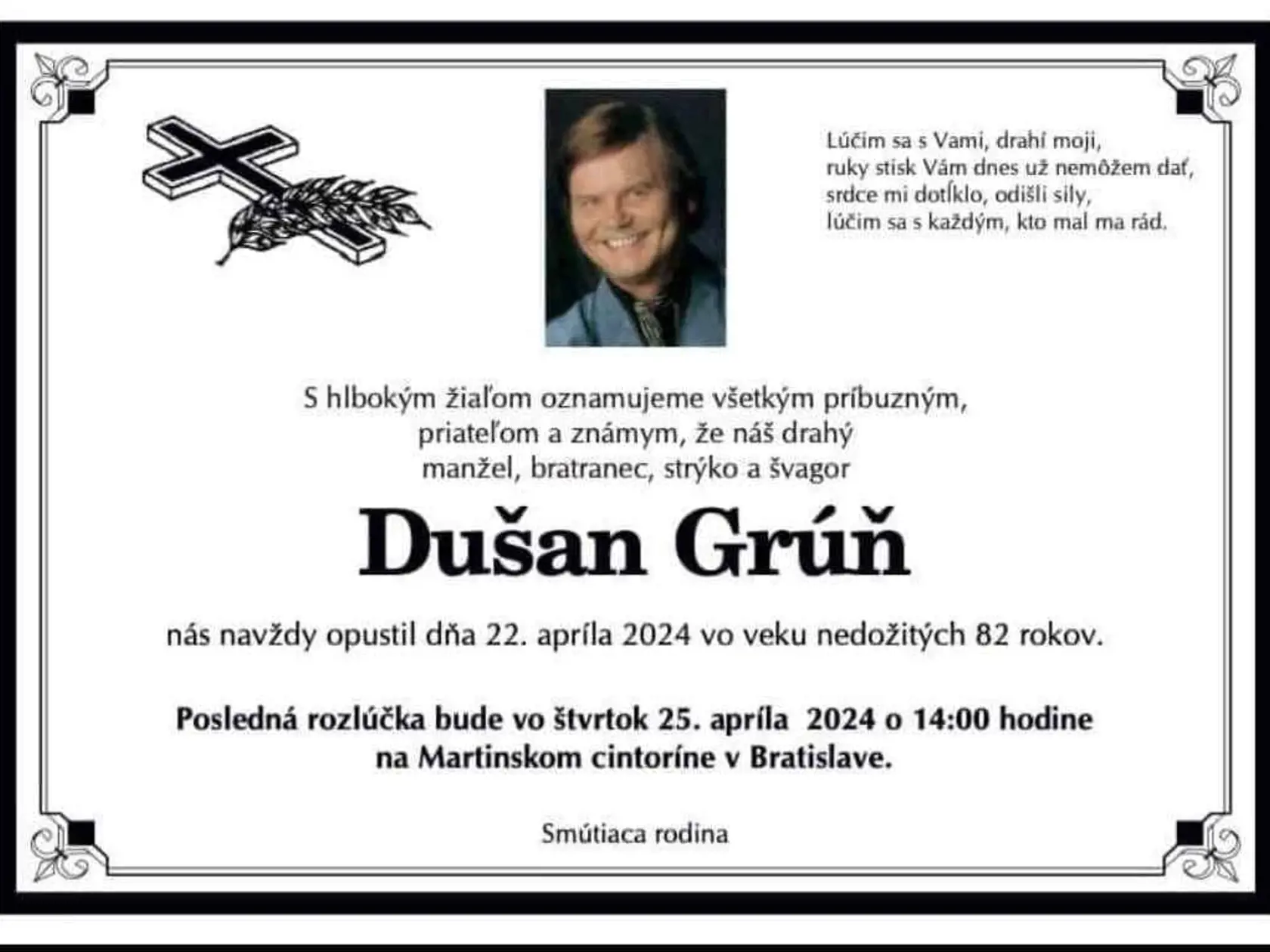 Pohreb Dušana Grúňa.