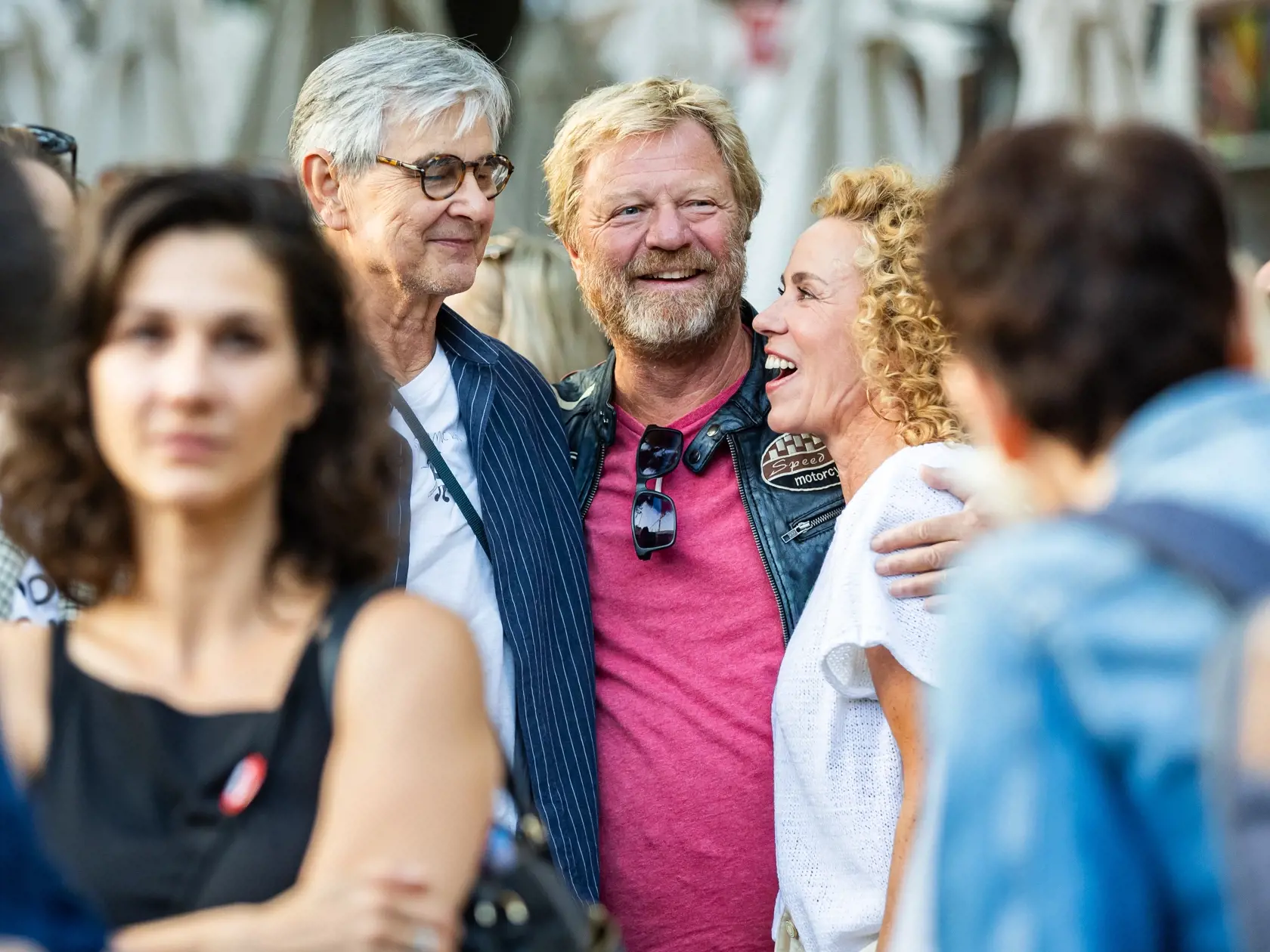 Protest na podporu kultúrneho štrajku:  Boris Farkaš, Maroš Kramár a Diana Mórová.