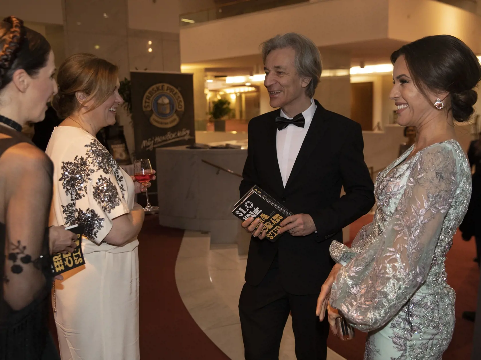 Na snímke je after party  Krištáľového krídla 2023 v novej budove SND.
Simona Hurajová, Milan Kolcun