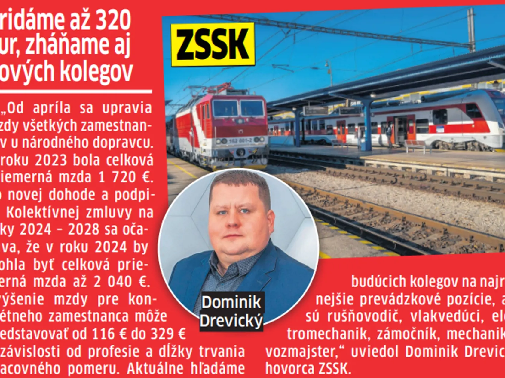 ZSSK: Pridáme až 320 eur, zháňame aj nových kolegov