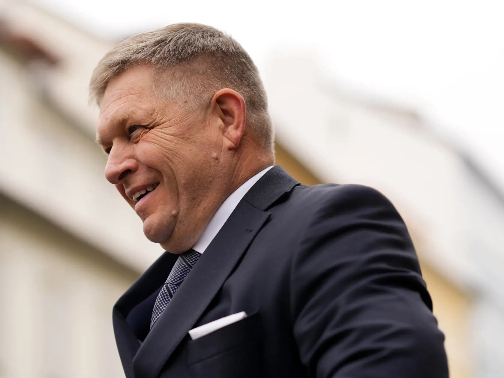Slovenský premiér Robert Fico prichádza na summit predsedov vlád Vyšehradskej štvorky (V4) v utorok 27. februára 2024 v Prahe.