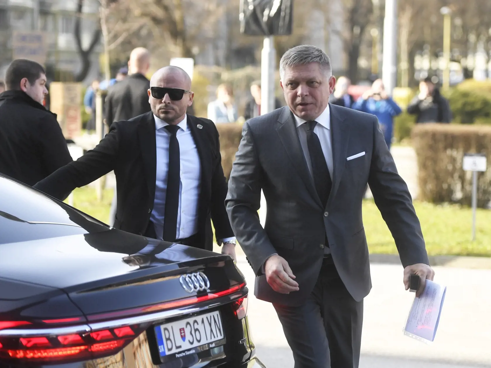 Na snímke predseda vlády SR Robert Fico (Smer-SD) prichádza na výjazdové rokovanie vlády SR do Univerzitného vedeckého parku Technicom v Košiciach 28. februára 2024.