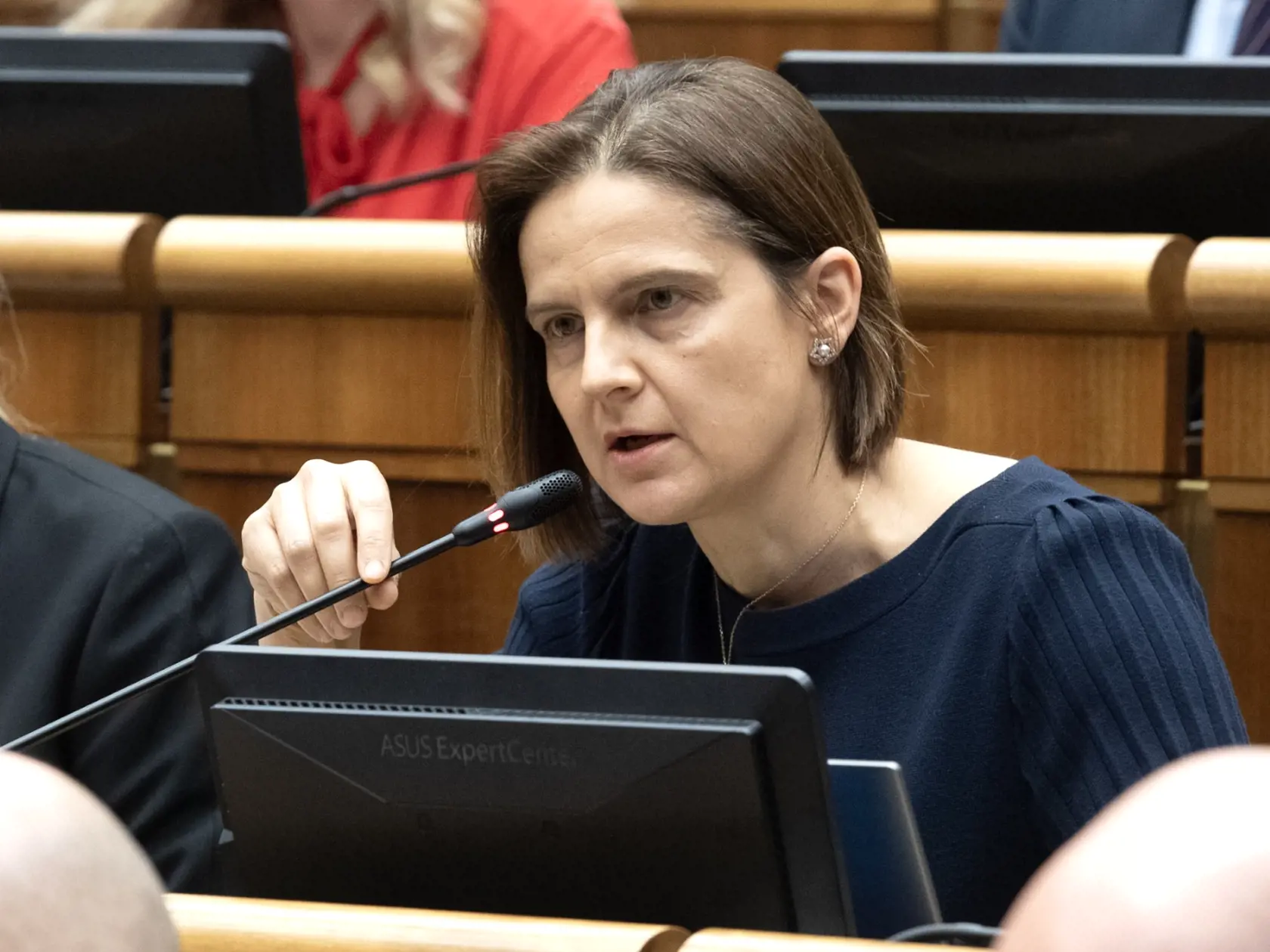 Na snímke opozičná poslankyňa Mária Kolíková (SaS) pred hlasovaním o návrhu na skrátené konanie o novele Trestného zákona v Bratislave vo štvrtok 25. januára 2024.