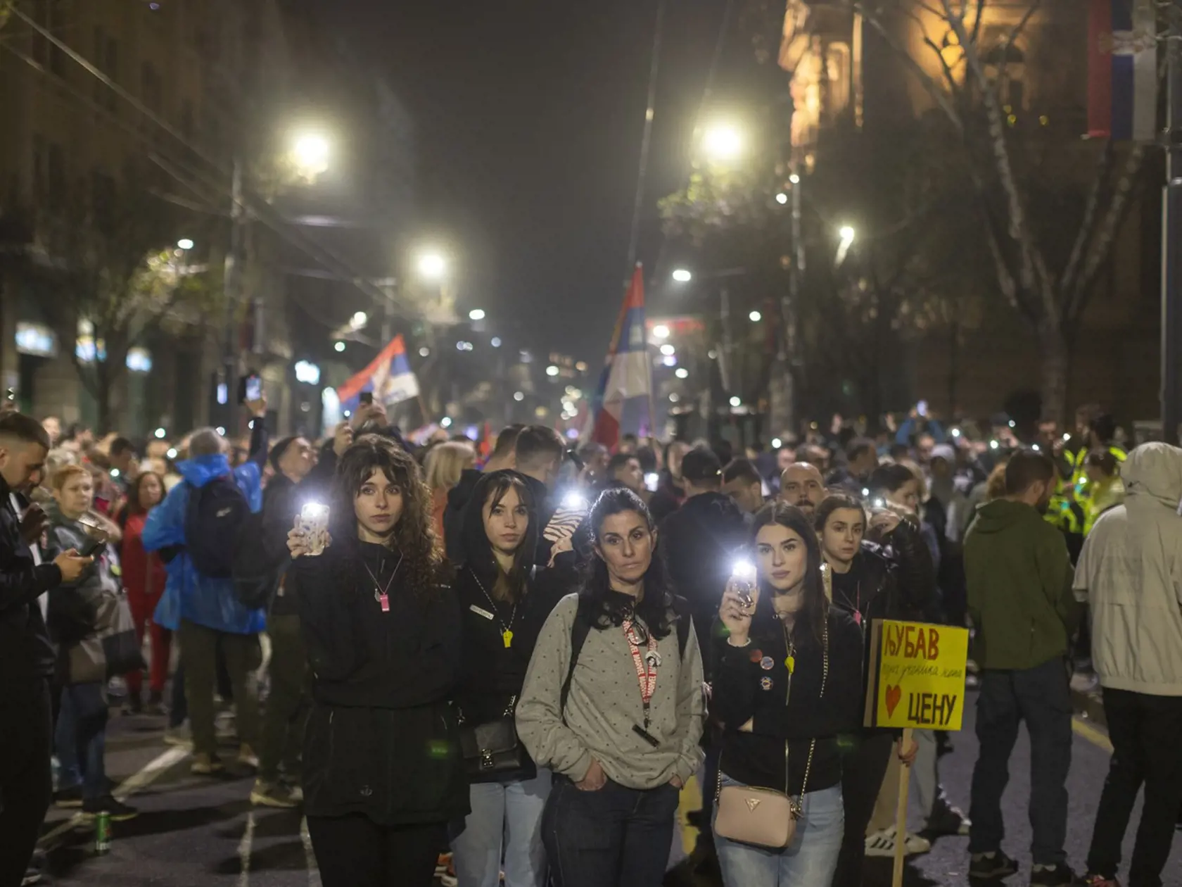 Protivládny protest v srbskom Belehrade 15. marca 2025.