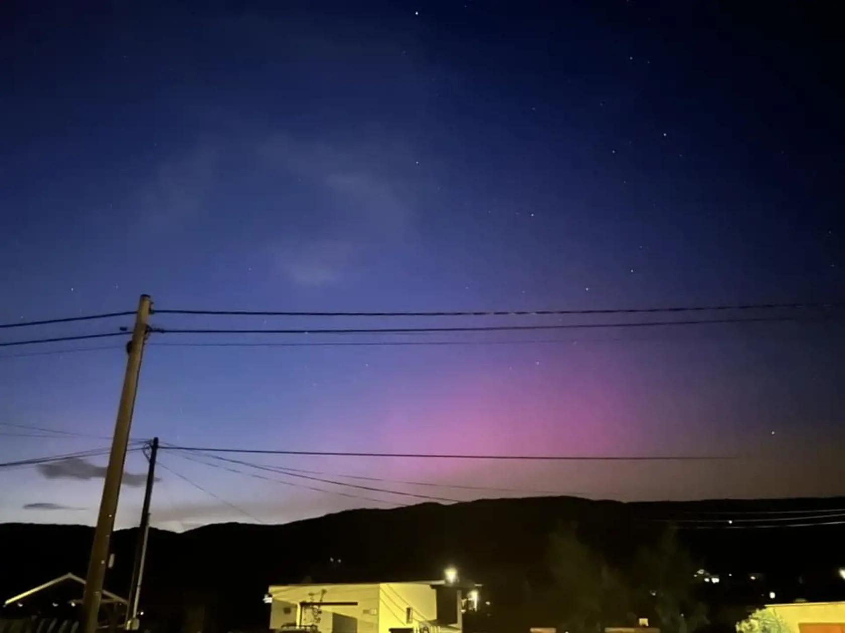 Polárna žiara nad Bardejovom.