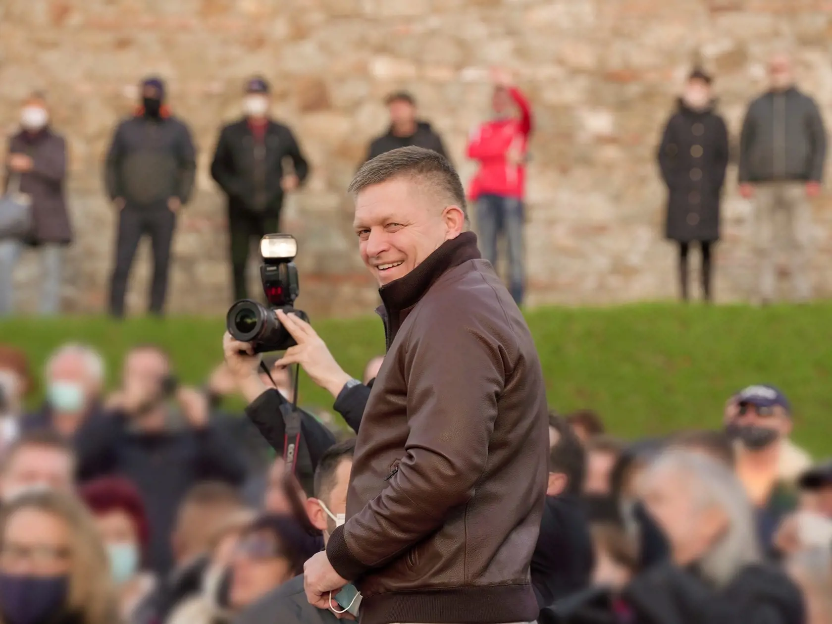 Robert Fico na proteste.