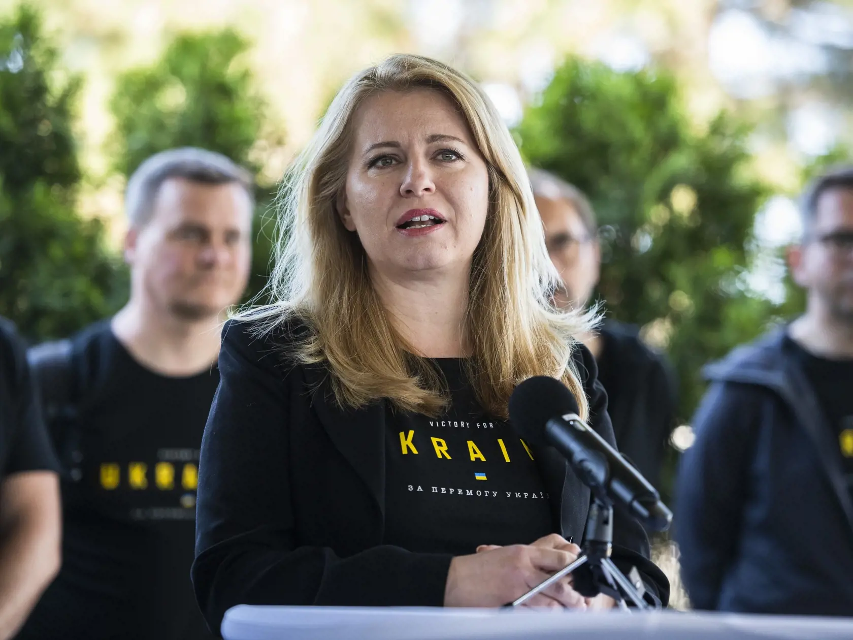Na snímke prezidentka SR Zuzana Čaputová počas tlačovej konferencie na letisku M.R. Štefánika po návrate z Ukrajiny v Bratislave 1. júna 2022. FOTO TASR - Jaroslav Novák