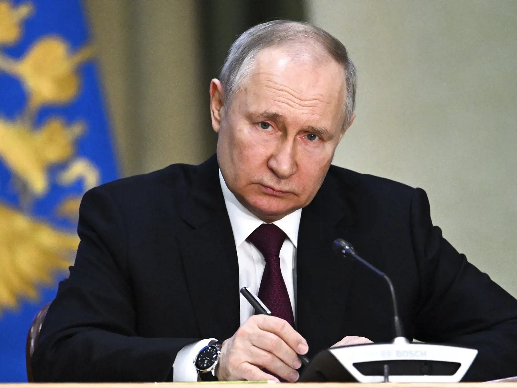 EBE 45 Moskva - Ruský prezident Vladimir Putin počas zasadnutia Rady generálnej prokuratúry v Moskve v Rusku v stredu 15. marca 2023. FOTO TASR/AP

Russian President Vladimir Putin attends a meeting of the Prosecutor General's Office Board in Moscow, Russia, Wednesday, March 15, 2023. (Pavel Bednyakov, Sputnik, Kremlin Pool Photo via AP)