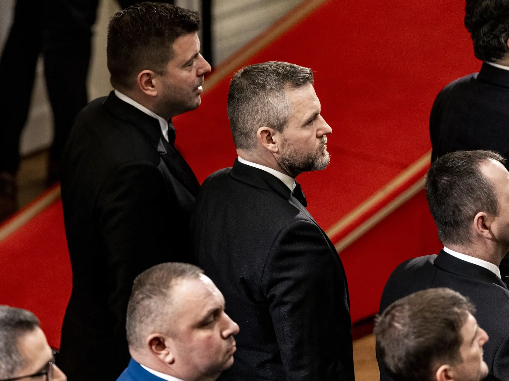 Slávnostná ceremónia udeľovania štátnych vyznamenaní pri príležitosti 30. výročia vzniku Slovenskej republiky prezidentkou SR Zuzanou Čaputovou. Na snímke je Peter Pellegrini a Martin Borguľa. 
