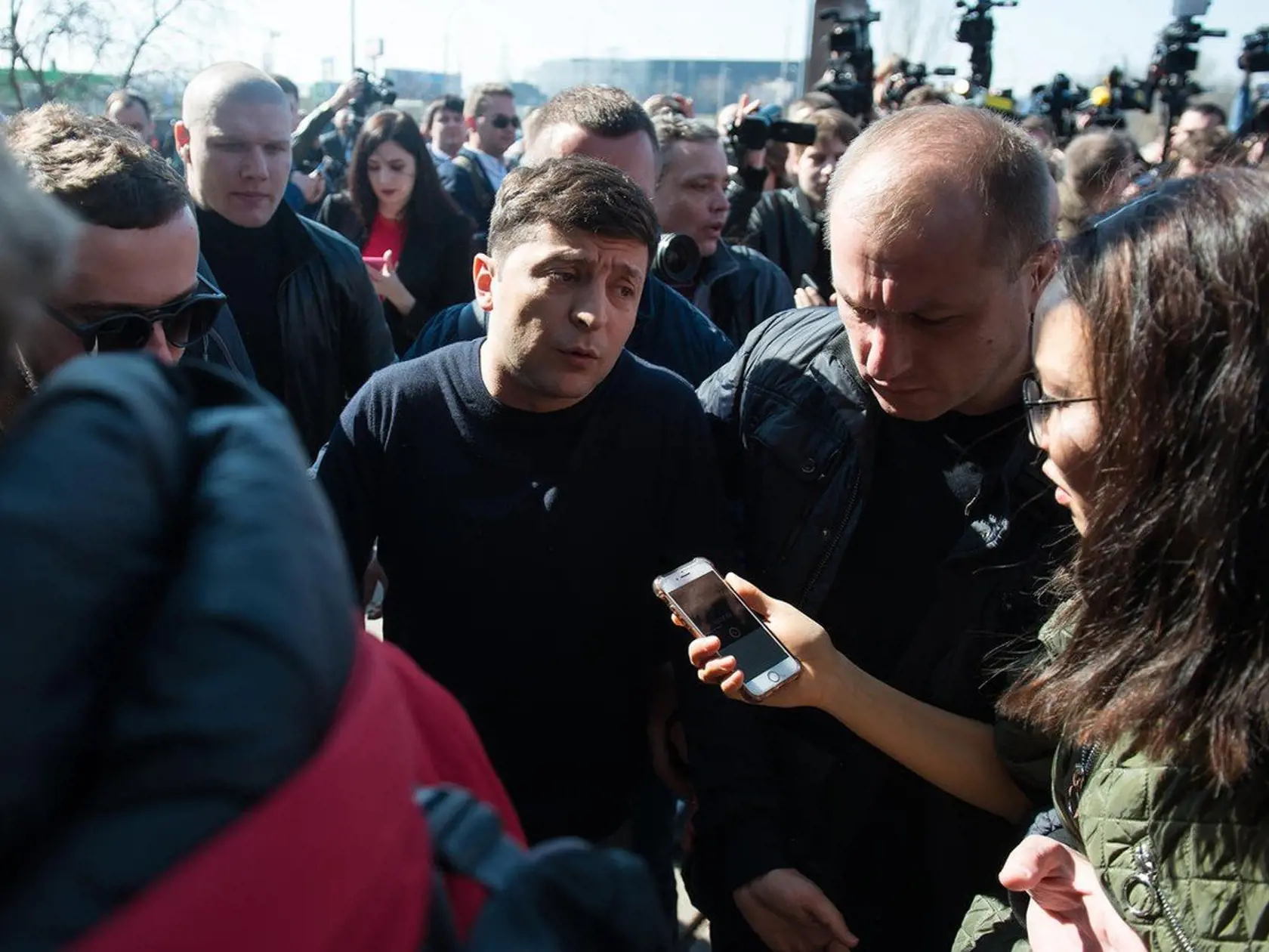 Volodymyr Zelenskyj  po víťastve v prvom kole ukrajinských prezidentských volieb.