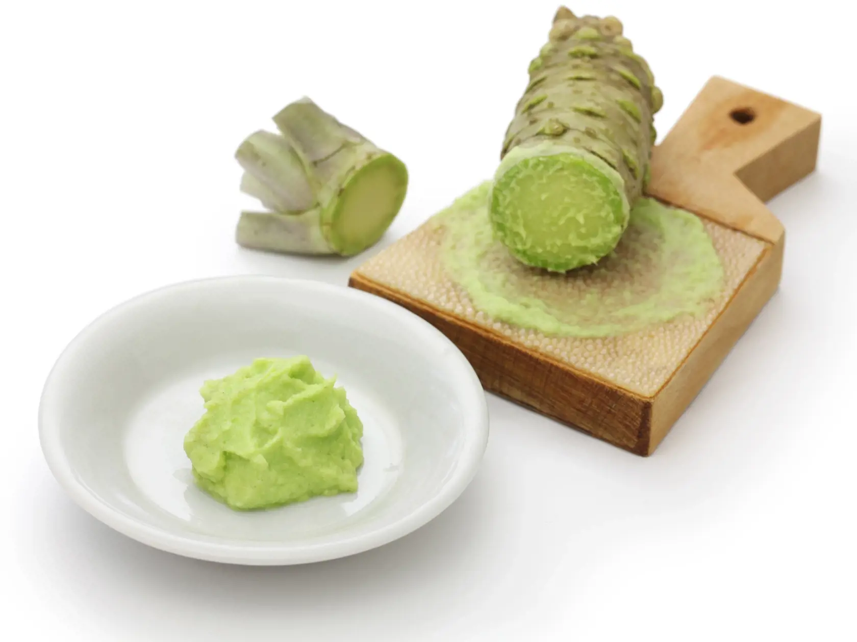 Grated,Fresh,Wasabii,By,Shark,Skin,Grater,,Japanese,Condiment,For
