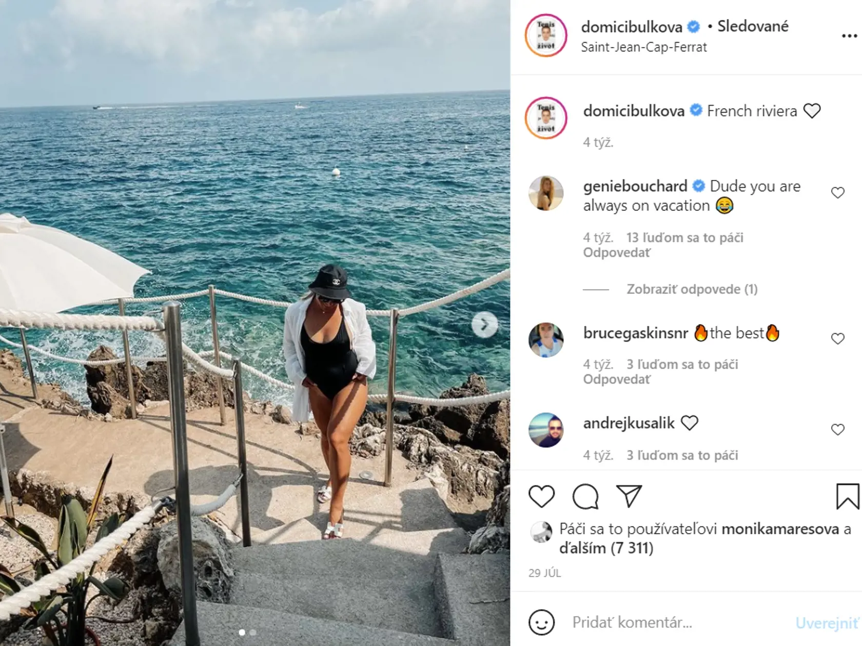 Dominika Cibulkova si dokáže užiť leto. O jej syna sa zatiaľ stará skúsená opatrovateľka.