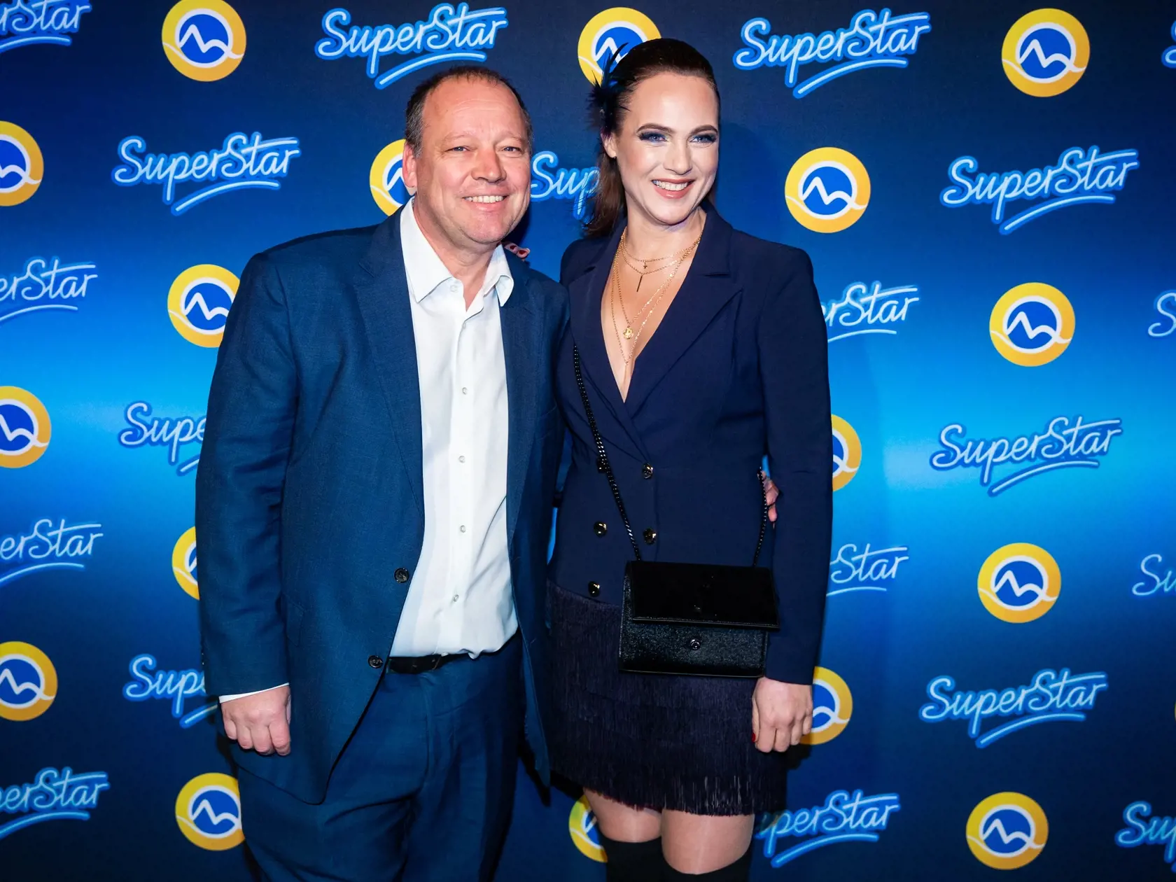 SuperStar párty v jednom z bratislavských podnikov. Na snímke Adriana Poláková a Matthias Settele.