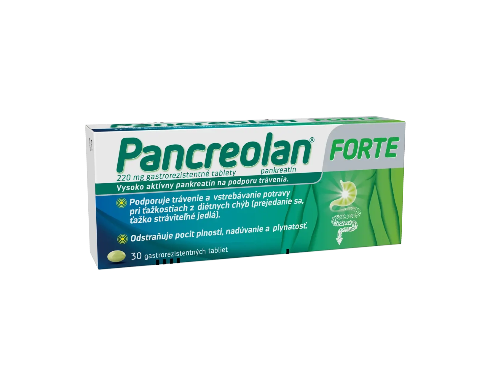 Pancreolan® FORTE je liek na vnútorné použitie, obsahuje účinnú látku pankreatín. Pred použitím si pozorne prečítajte písomnú informáciu pre používateľa a poraďte sa so svojím lekárom alebo lekárnikom.