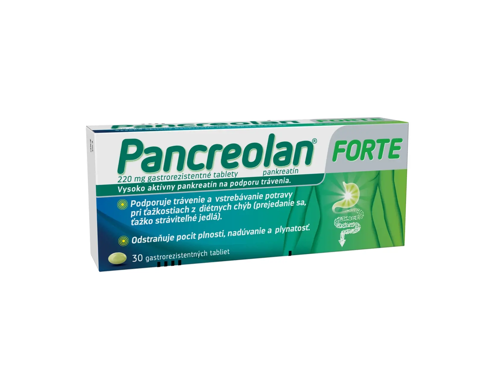 Pancreolan® FORTE je liek na vnútorné použitie, obsahuje účinnú látku pankreatín. Pred použitím si pozorne prečítajte písomnú informáciu pre používateľa a poraďte sa so svojím lekárom alebo lekárnikom.