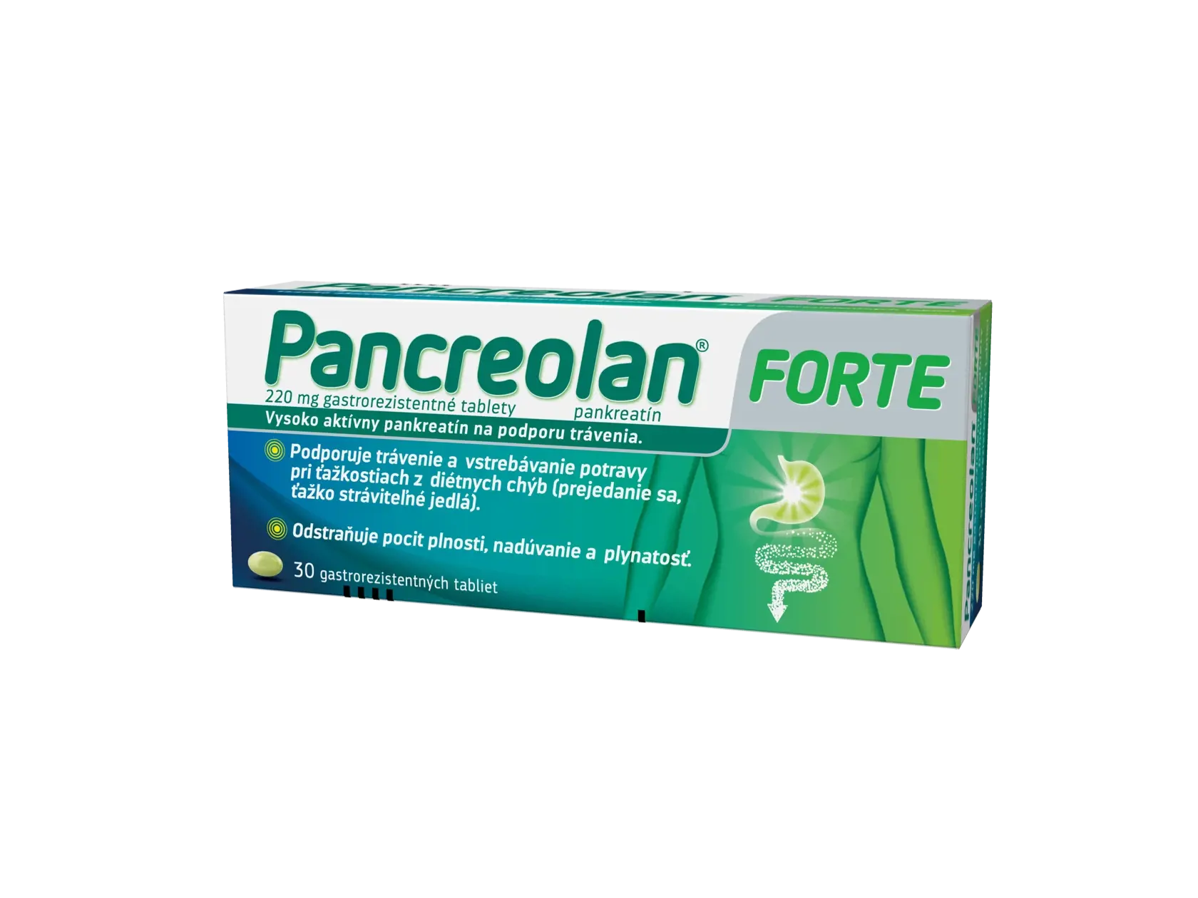 Pancreolan® FORTE je liek na vnútorné použitie, obsahuje účinnú látku pankreatín. Pred použitím si pozorne prečítajte písomnú informáciu pre používateľa a poraďte sa so svojím lekárom alebo lekárnikom.
