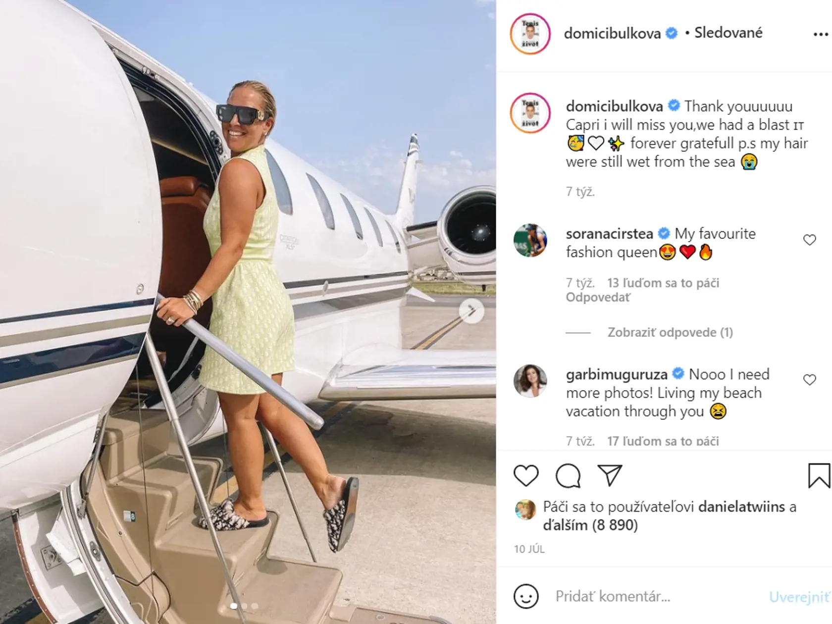 Dominika Cibulkova si dokáže užiť leto. O jej syna sa zatiaľ stará skúsená opatrovateľka.