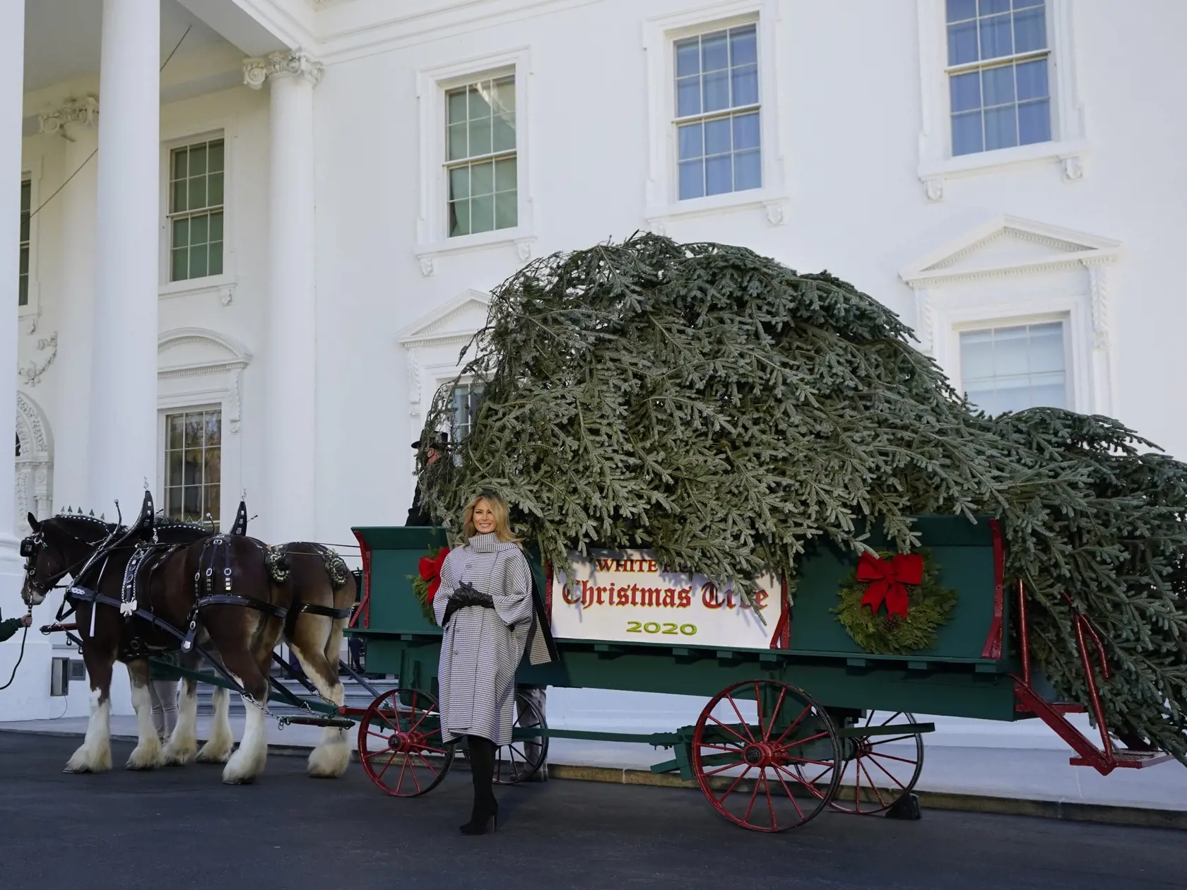 KK8  Washington - Prvá dáma USA Melania Trumpová pózuje 23. novembra 2020 pred vianočným stromom určeným pre Biely dom. FOTO TASR/AP