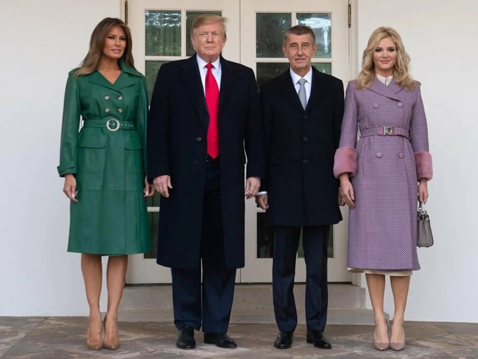 Donald Trump s manželkou Melaniou a Andrej Babiš s manželkou Monikou.