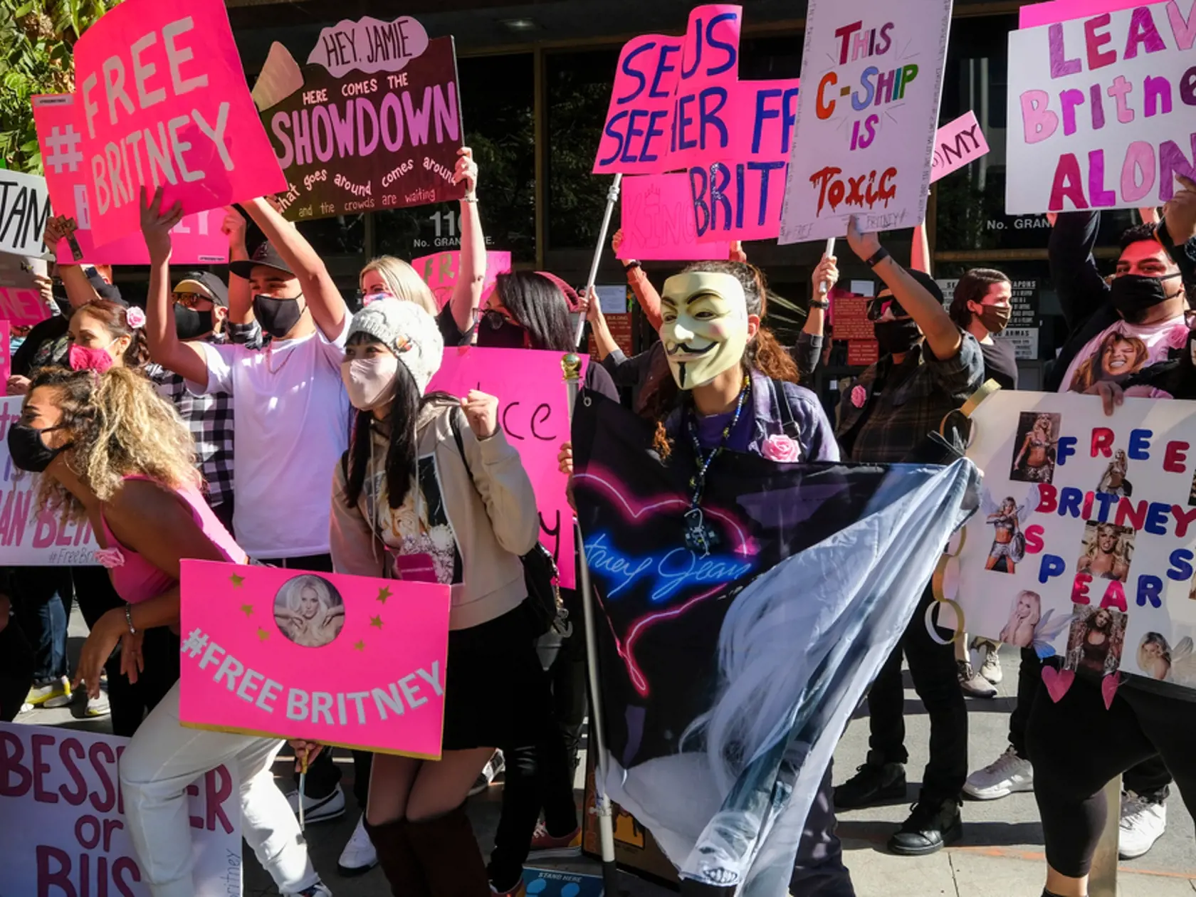 Supporters,Of,Britney,Spears,Take,Part,In,Protest,“#freebritney”,Outside