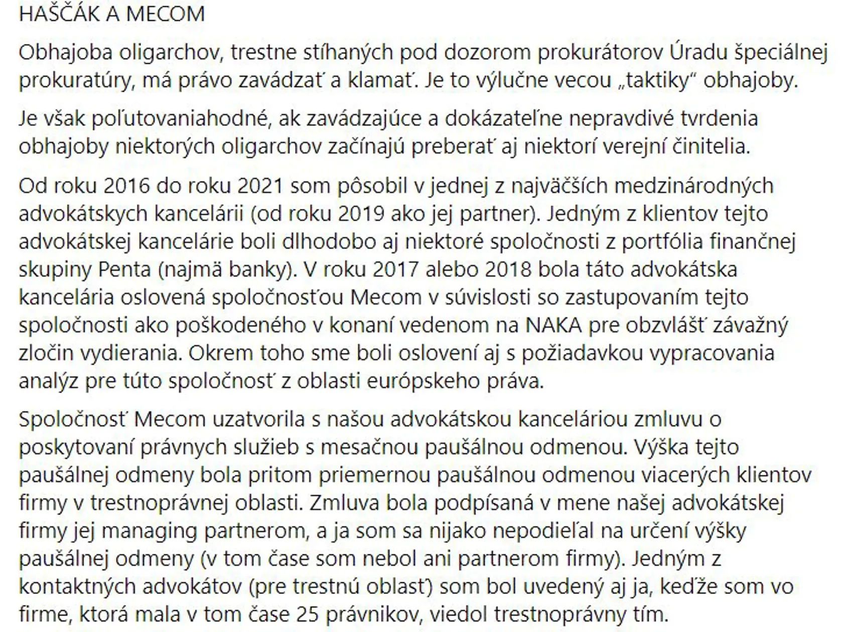 Daniel Lipšic - HAŠČÁK A MECOM (1. časť)
