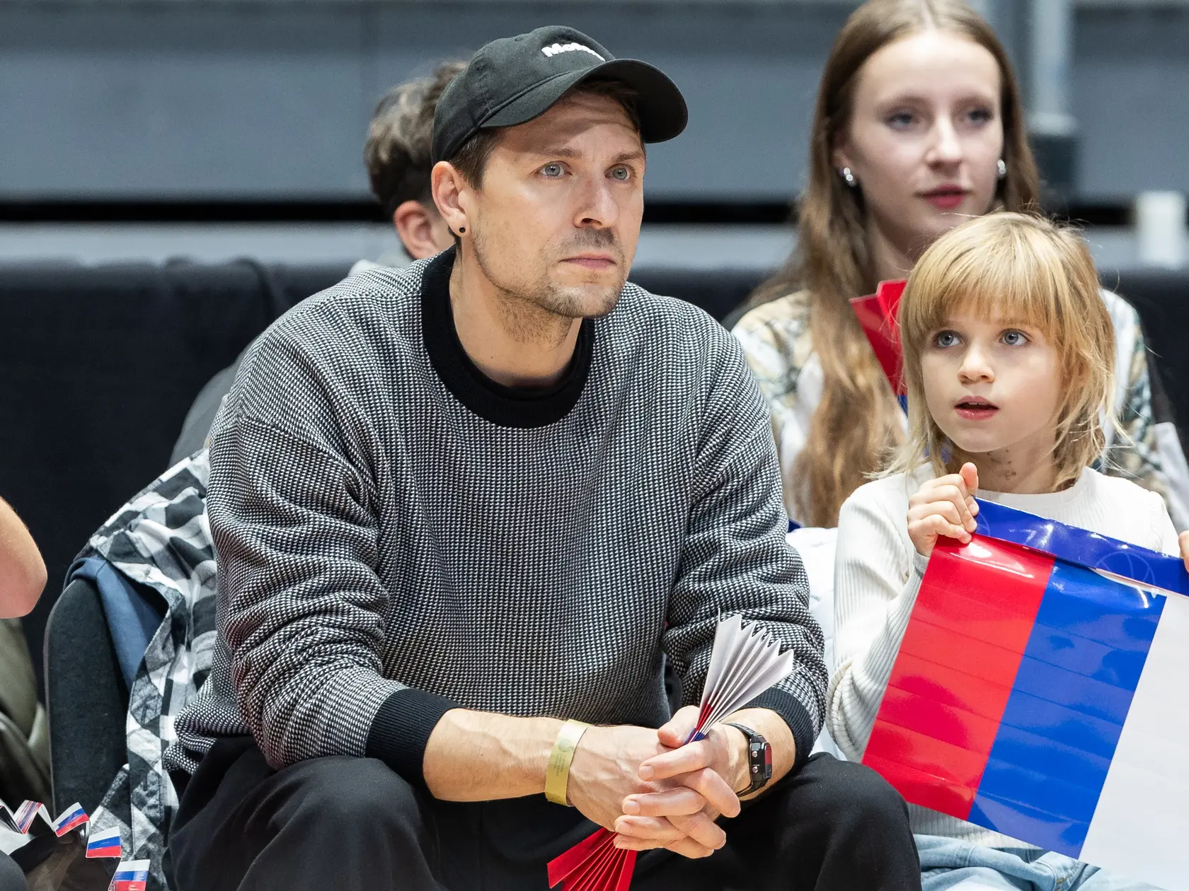 Kvalifikačný zápas ME 2025 v basketbale mužov Slovensko - Španielsko. Na snímke herec Juraj Loj. 