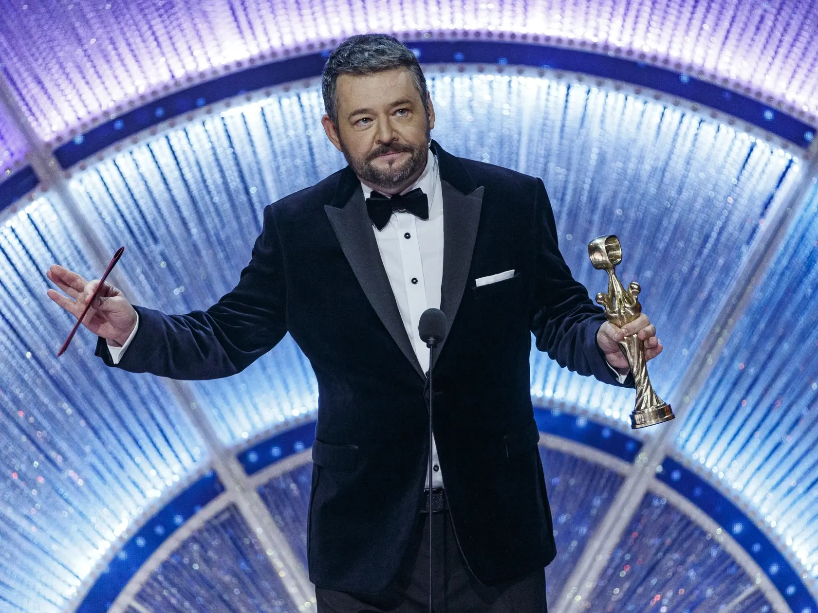 Na snímke Michal Hudák počas priameho prenosu z galavečera OTO 2019.