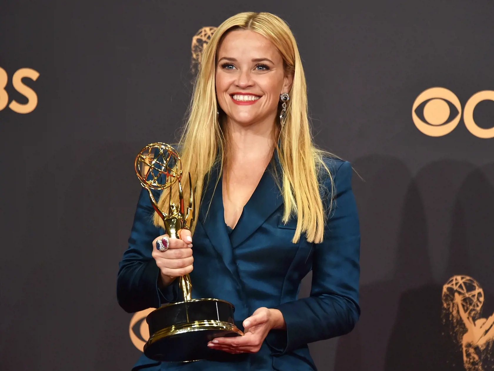 LOS ANGELES, CA - SEPTEMBER 17:  Actor Reese Witherspoon, winner of Outstanding Limited Series for 'Big Little Lies', poses in the press room during the 69th Annual Primetime Emmy Awards at Microsoft Theater on September 17, 2017 in Los Angeles, California.  (Photo by Alberto E. Rodriguez/Getty Images)
