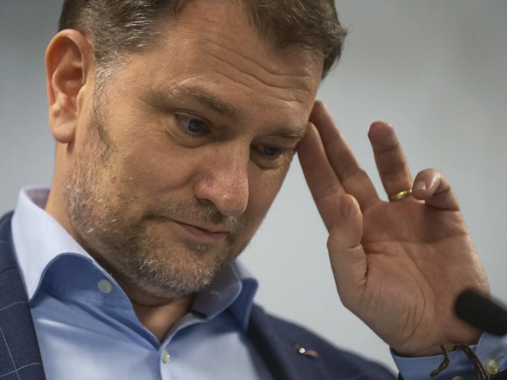 Na snímke minister financií SR Igor Matovič (OĽaNO) počas tlačovej konferencie na tému Pomoc rodinám 16. mája 2022 v Bratislave. FOTO TASR - Jakub Kotian