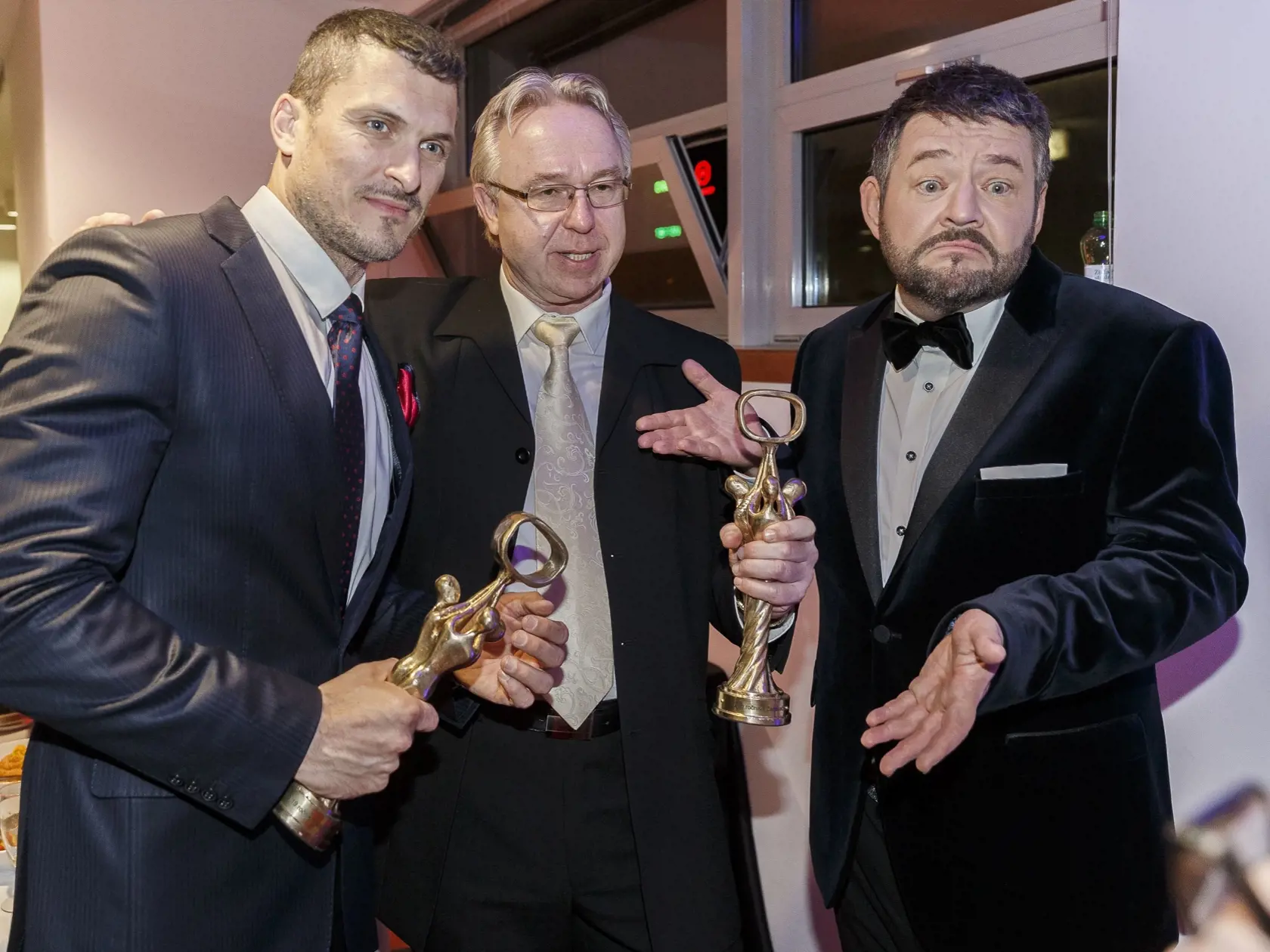 Na snímke počas párty po skončení priameho prenosu z galavečera OTO 2019. Na snímke Ján Koleník a Michal Hudák.