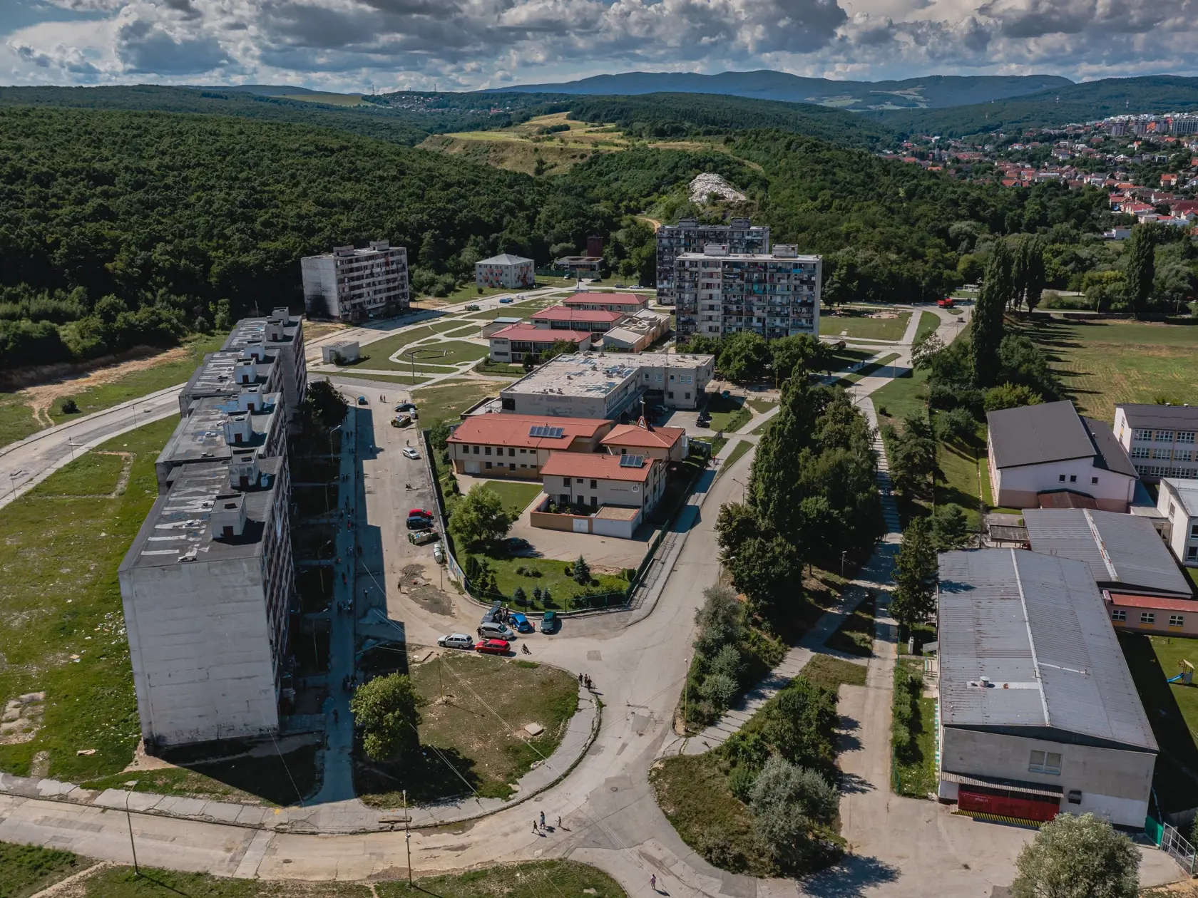 Letecký pohľad na košické sídlisko Lunik IX.