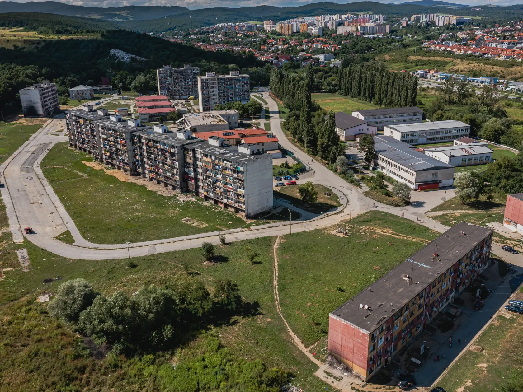 Letecký pohľad na košické sídlisko Lunik IX.