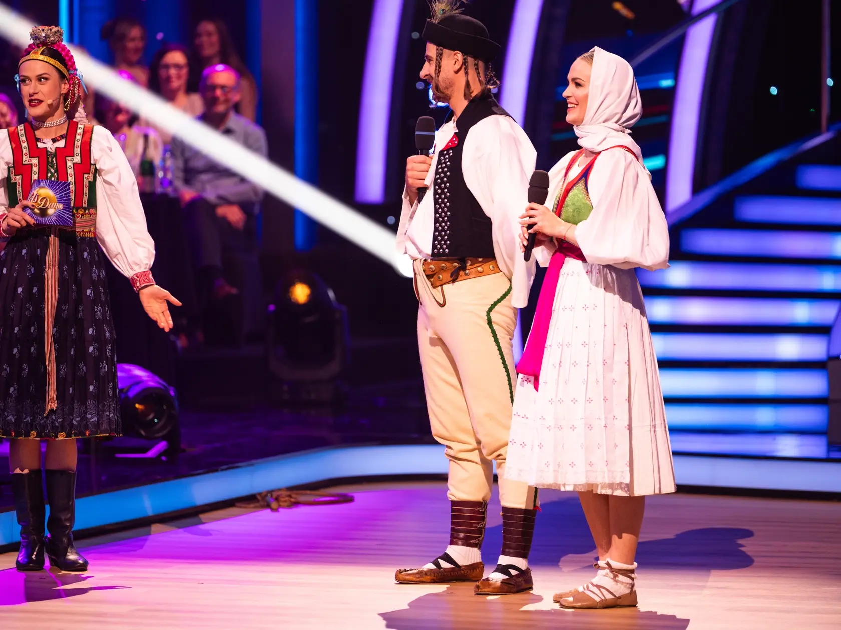 Anna Jakab Rakovská, Peter Sagan a Eliška Lenčešová počas ôsmeho kola Let's dance 2025.