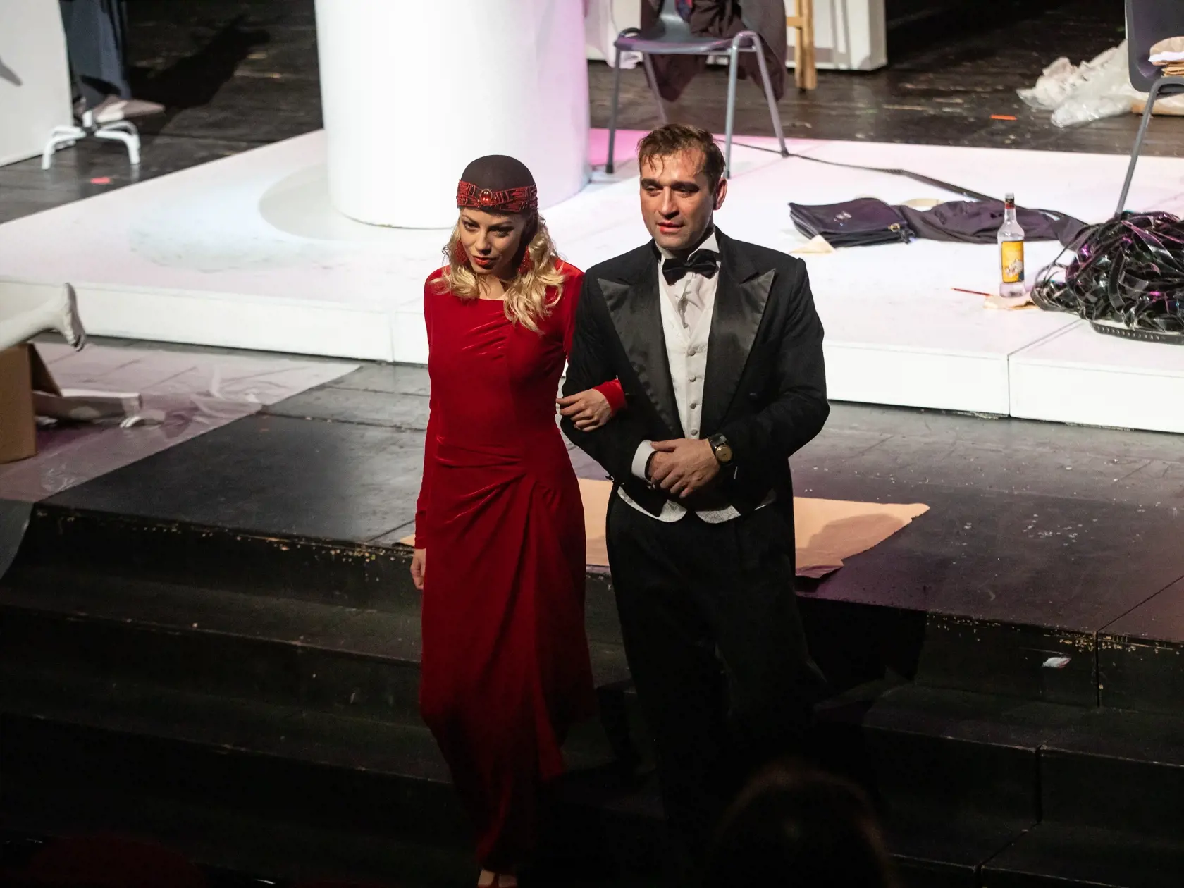 Premiéra divadeľnej hry Holokaust (Viliam Klimáček). Na fotke je Milan Ondrík a Barbora Andrešičová.